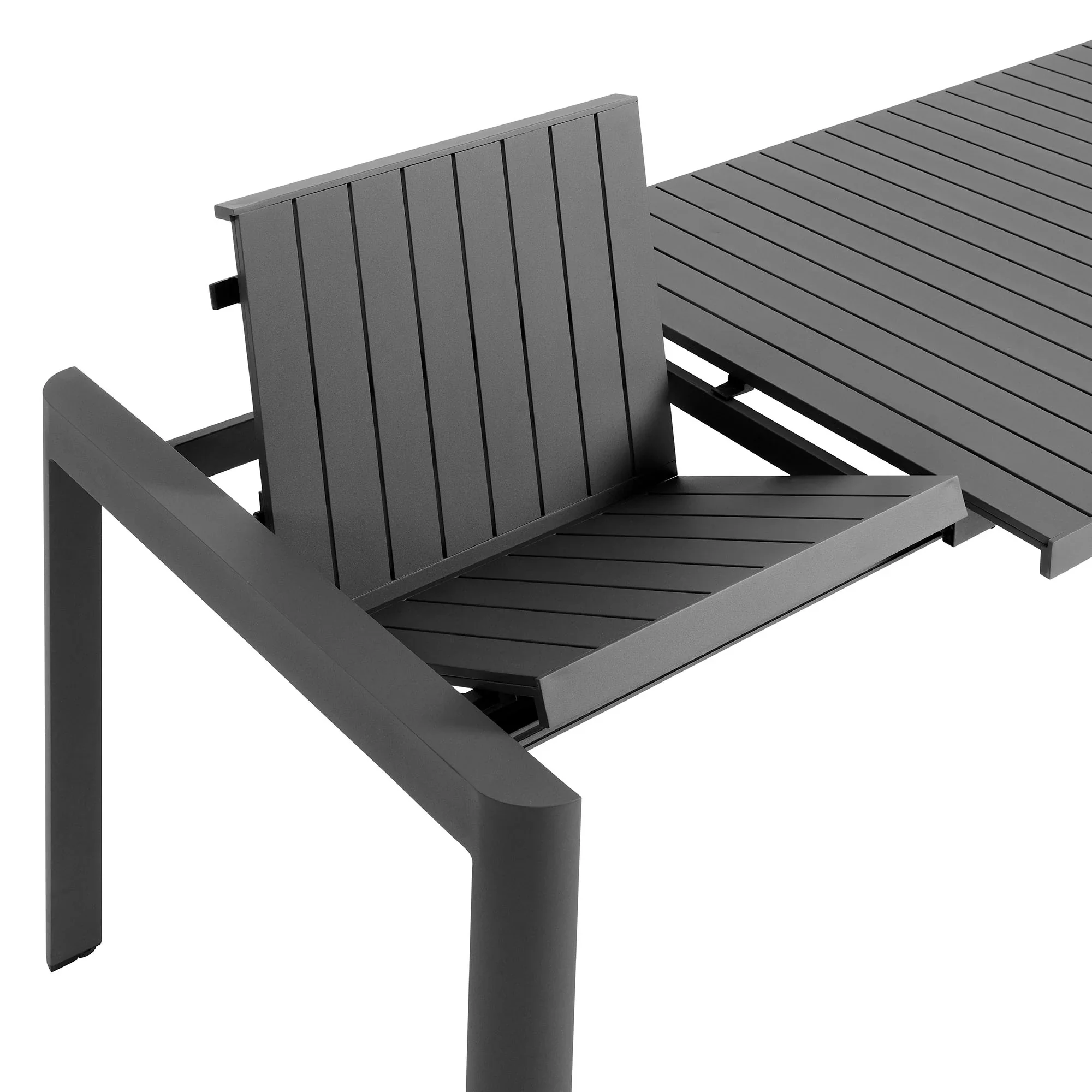 Tahoe Outdoor Patio Aluminum Extendable Dining Table in Gray - Image 7