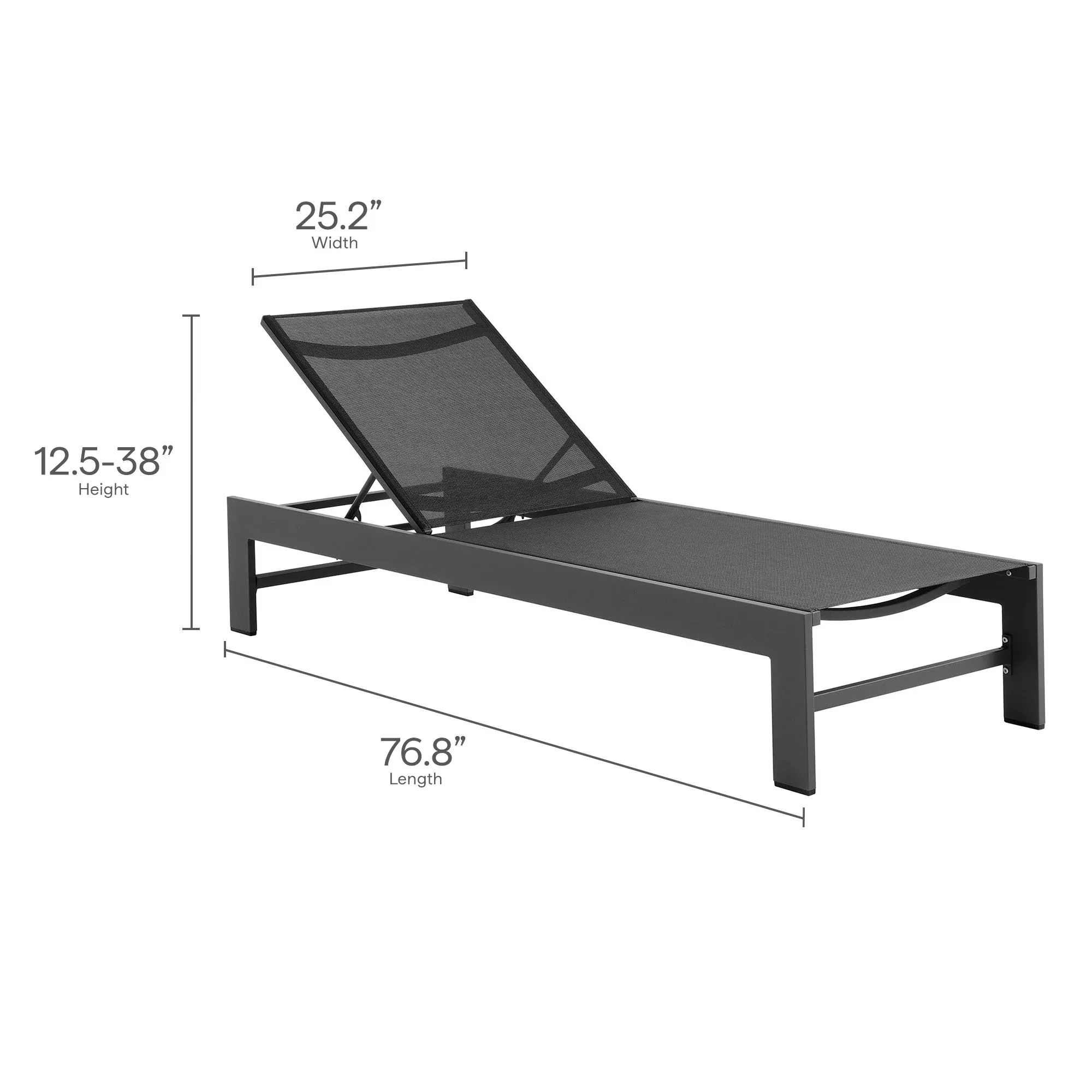 Tahoe Outdoor Patio Mesh and Aluminum Chaise Lounge in Gray - Image 10