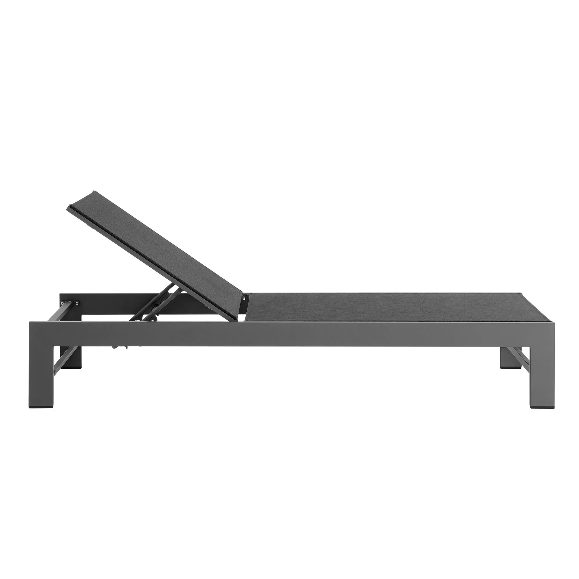 Tahoe Outdoor Patio Mesh and Aluminum Chaise Lounge in Gray - Image 4