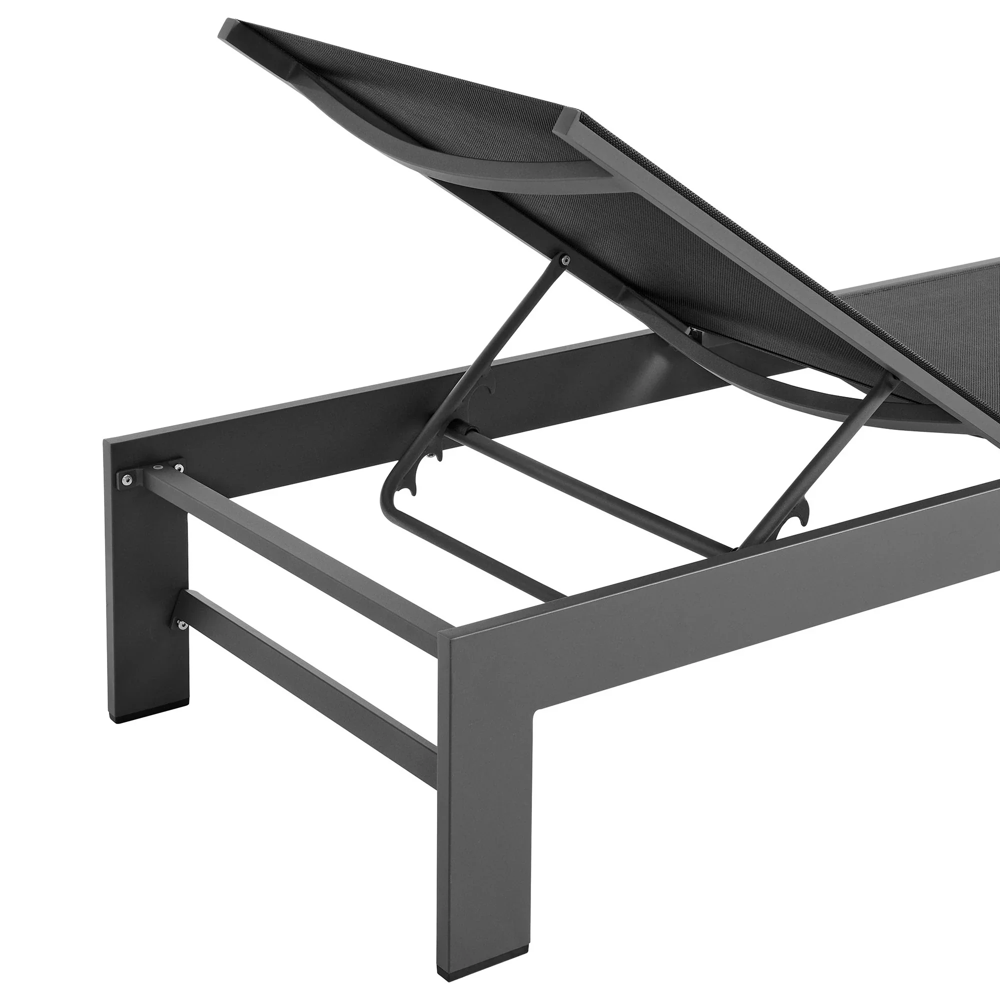 Tahoe Outdoor Patio Mesh and Aluminum Chaise Lounge in Gray - Image 8