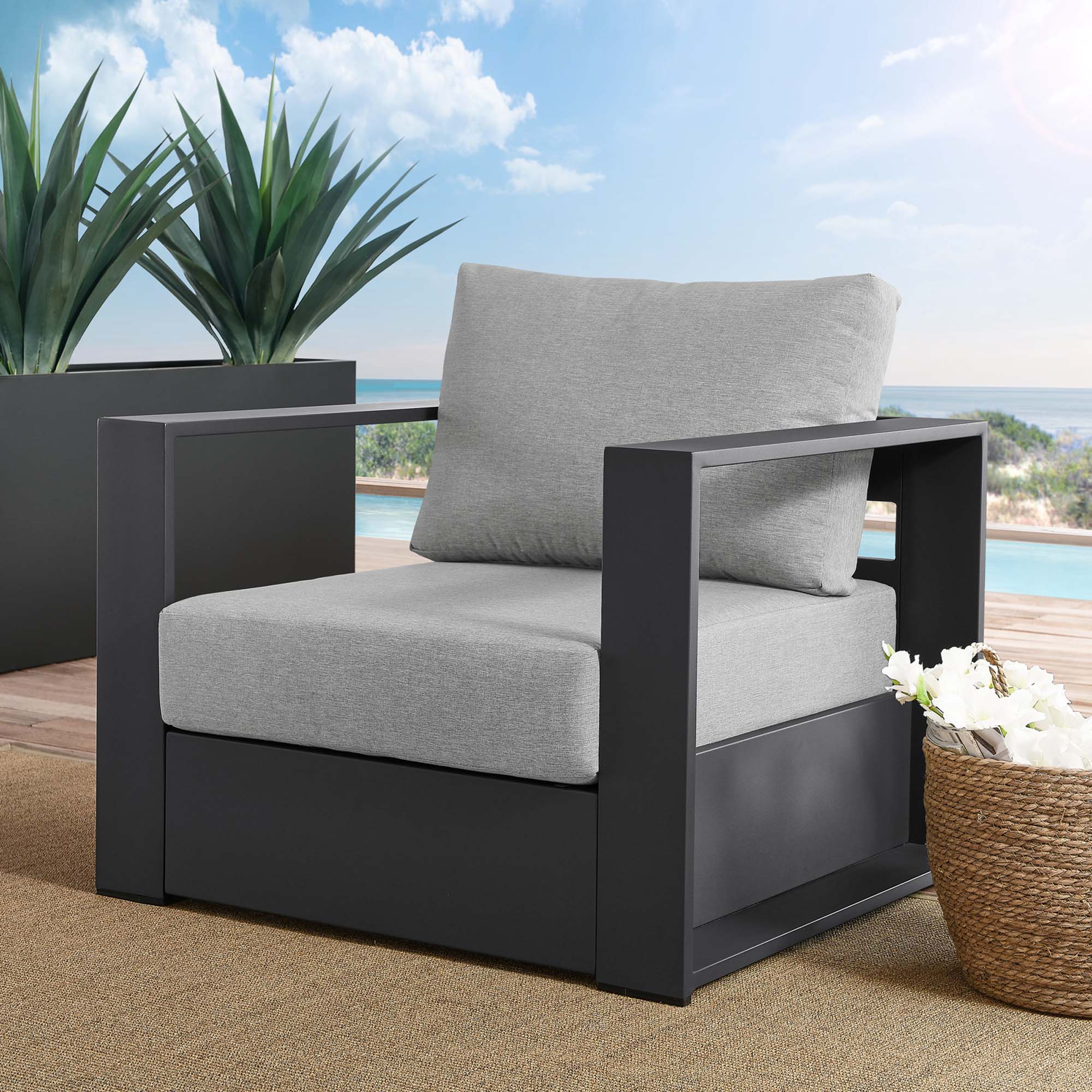 Tahoe Outdoor Patio Powder-Coated Aluminum Armchair - Image 10