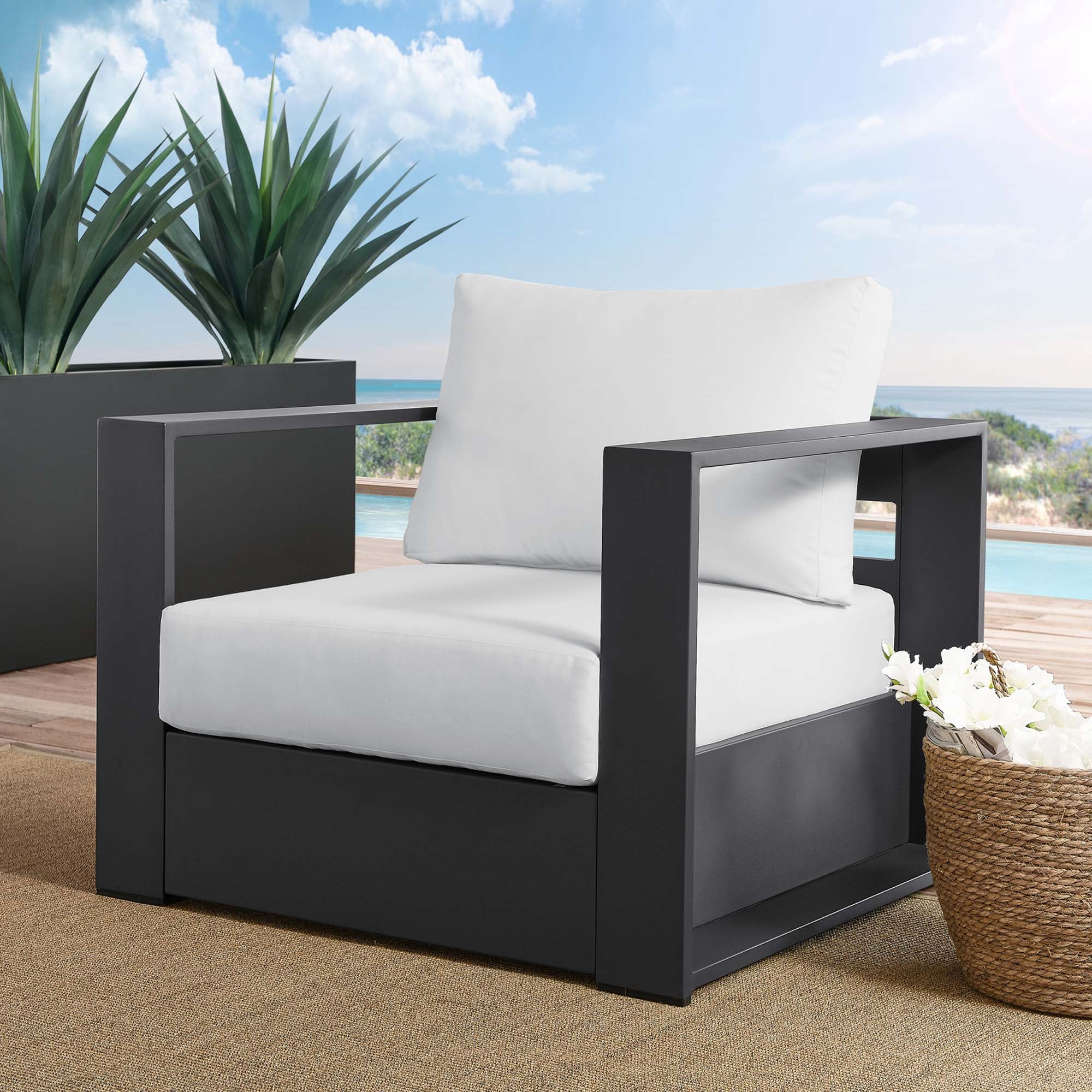 Tahoe Outdoor Patio Powder-Coated Aluminum Armchair - Image 18