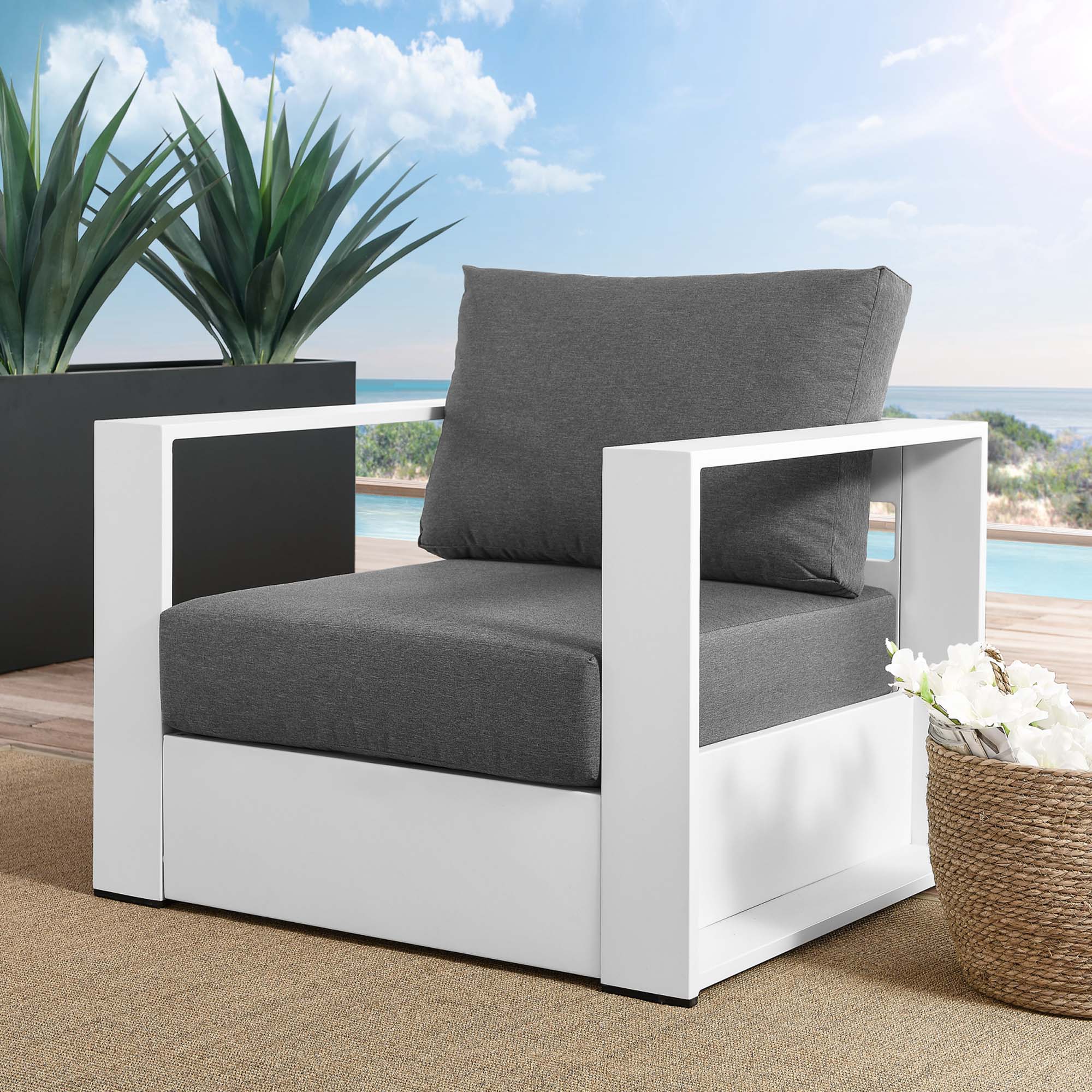 Tahoe Outdoor Patio Powder-Coated Aluminum Armchair - Image 26