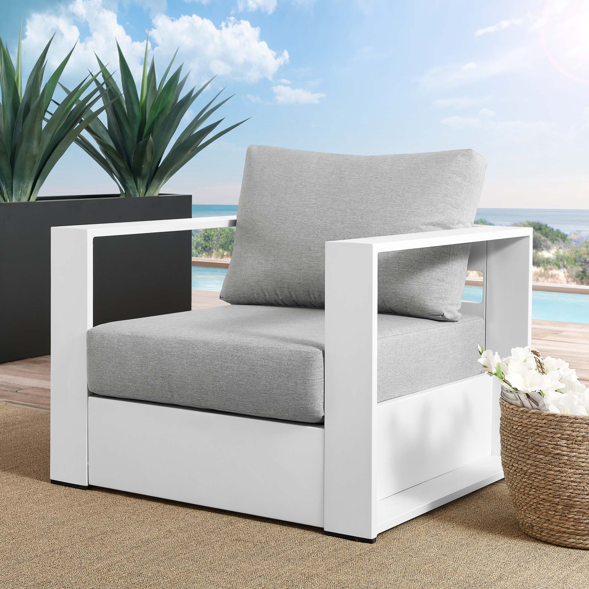 Tahoe Outdoor Patio Powder-Coated Aluminum Armchair - Image 34
