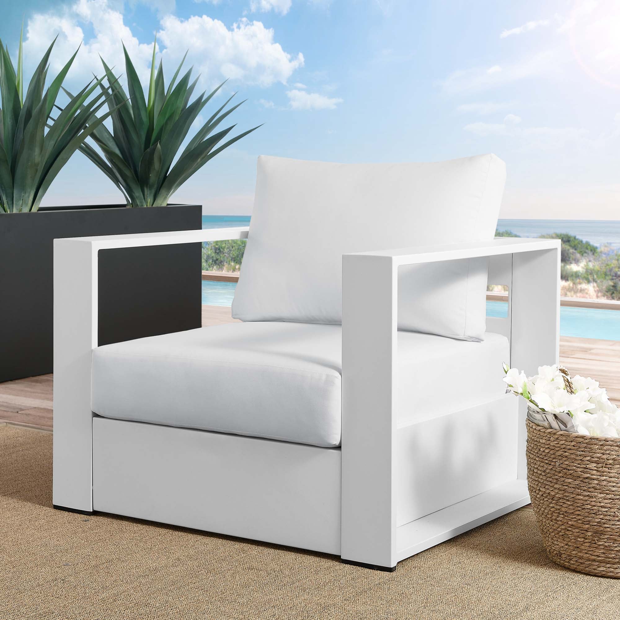 Tahoe Outdoor Patio Powder-Coated Aluminum Armchair - Image 42