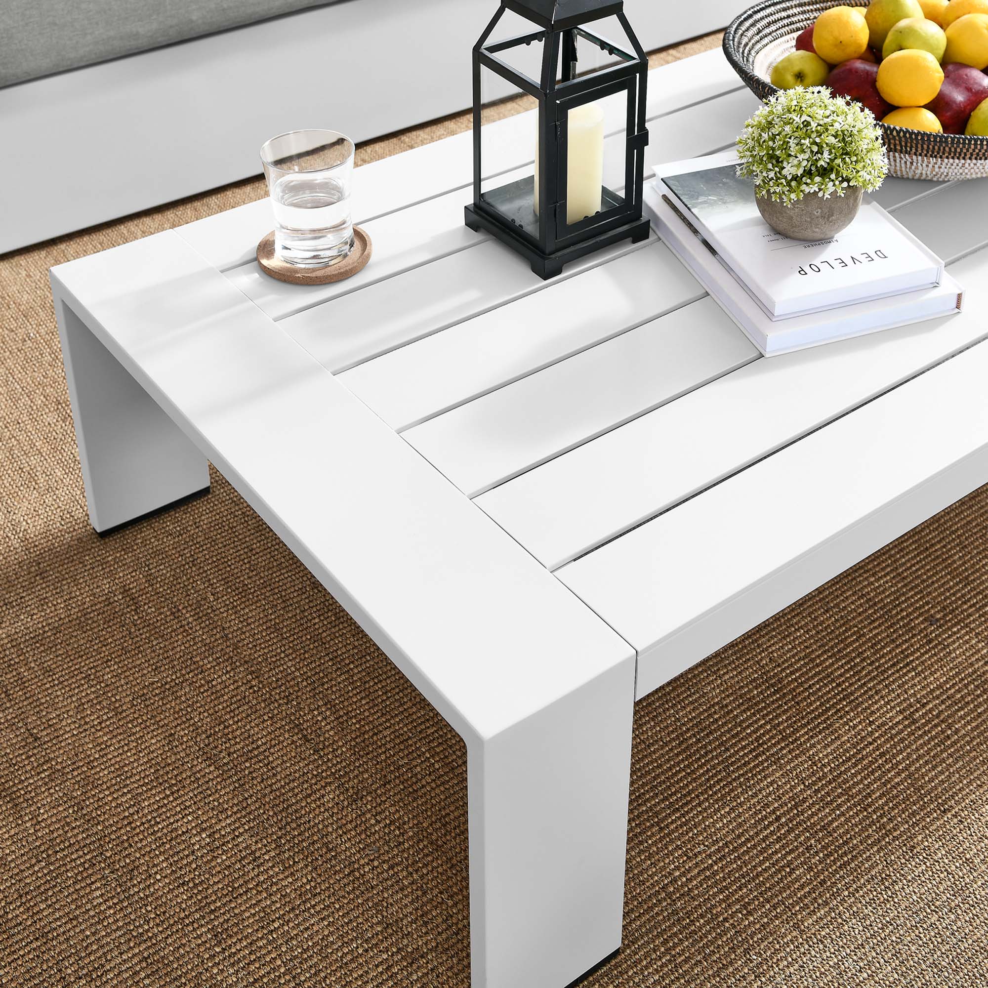 Tahoe Outdoor Patio Powder-Coated Aluminum Coffee Table in Gray - Image 10