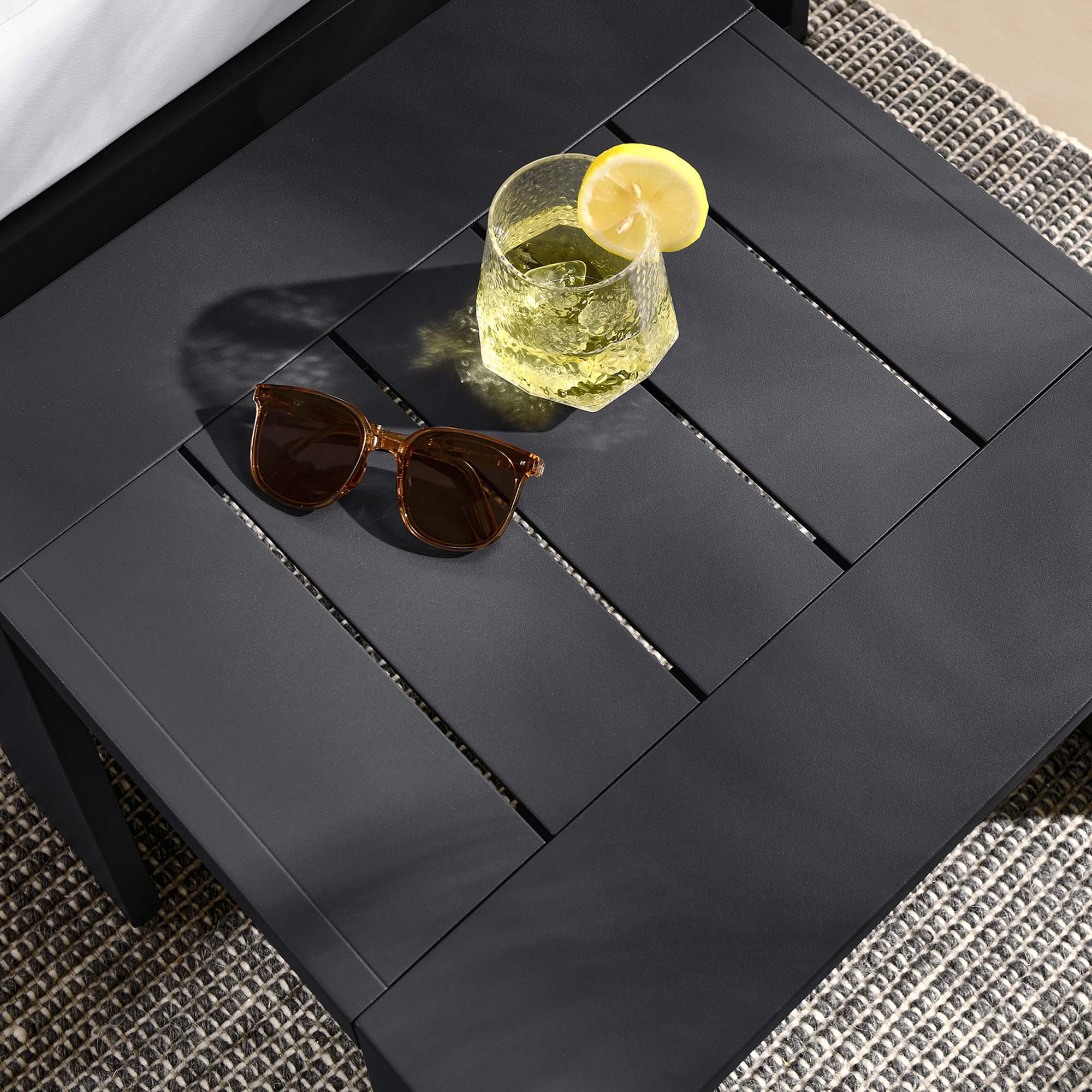 Tahoe Outdoor Patio Powder-Coated Aluminum End Table in Gray - Image 3
