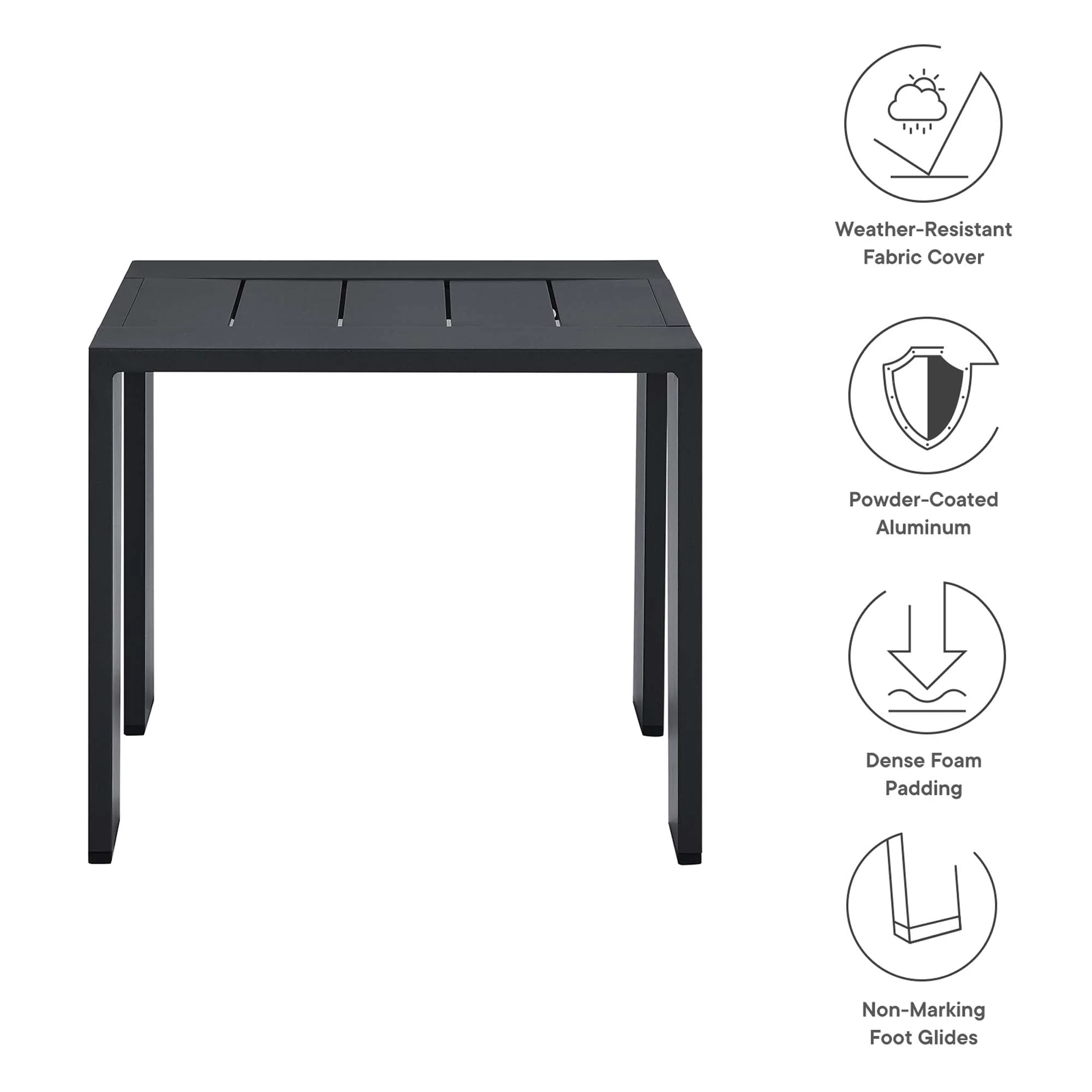 Tahoe Outdoor Patio Powder-Coated Aluminum End Table in Gray - Image 7