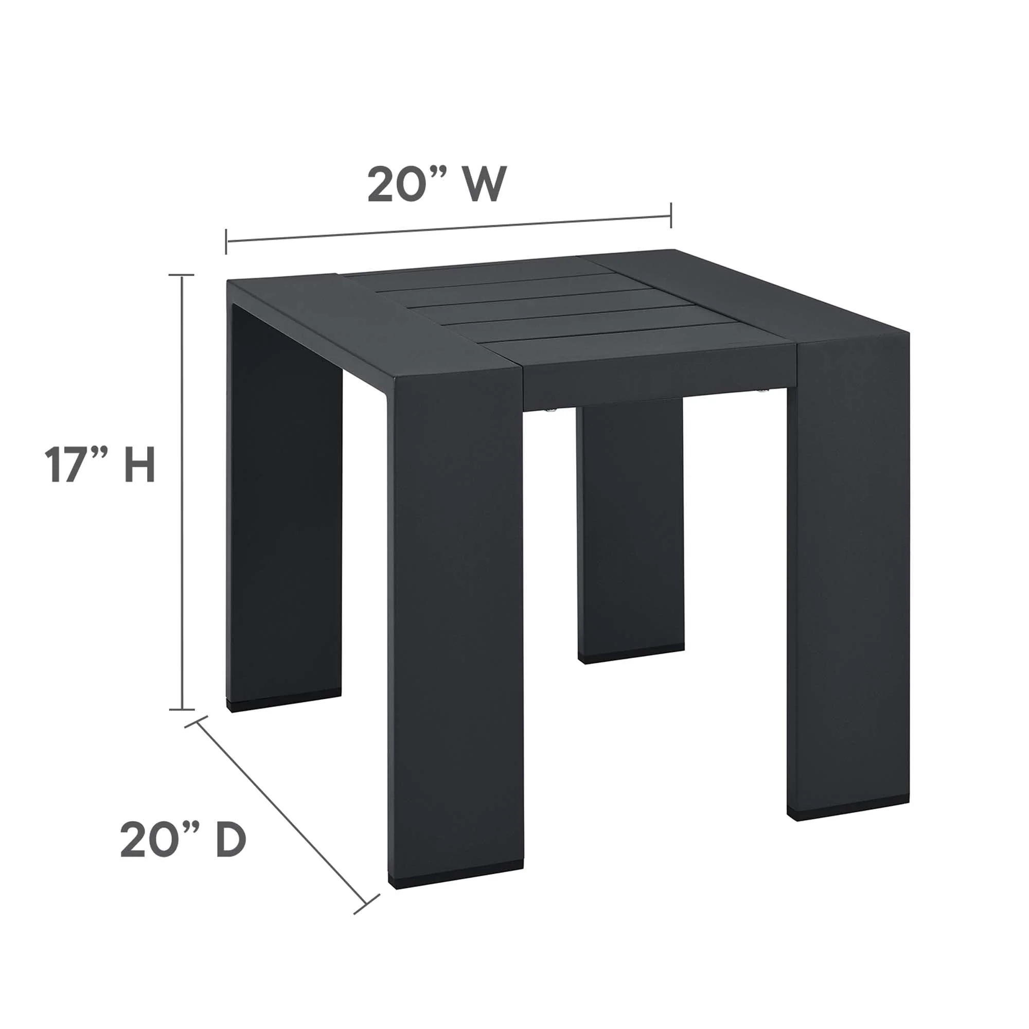 Tahoe Outdoor Patio Powder-Coated Aluminum End Table in Gray - Image 8