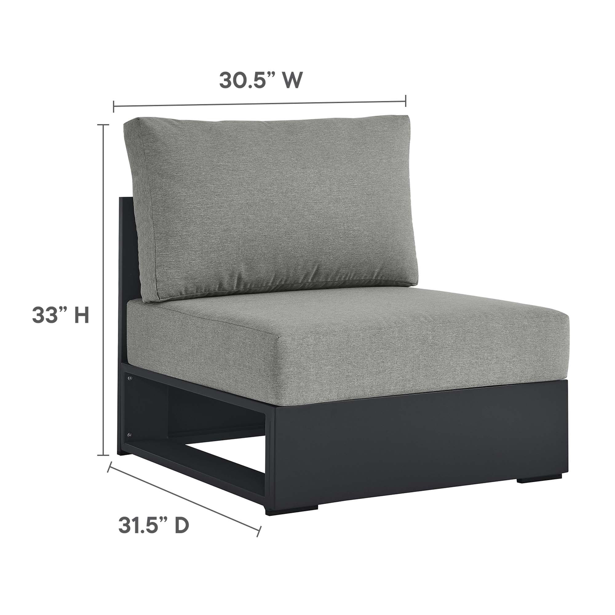 Tahoe Outdoor Patio Powder-Coated Aluminum Modular Armless Chair - Image 18