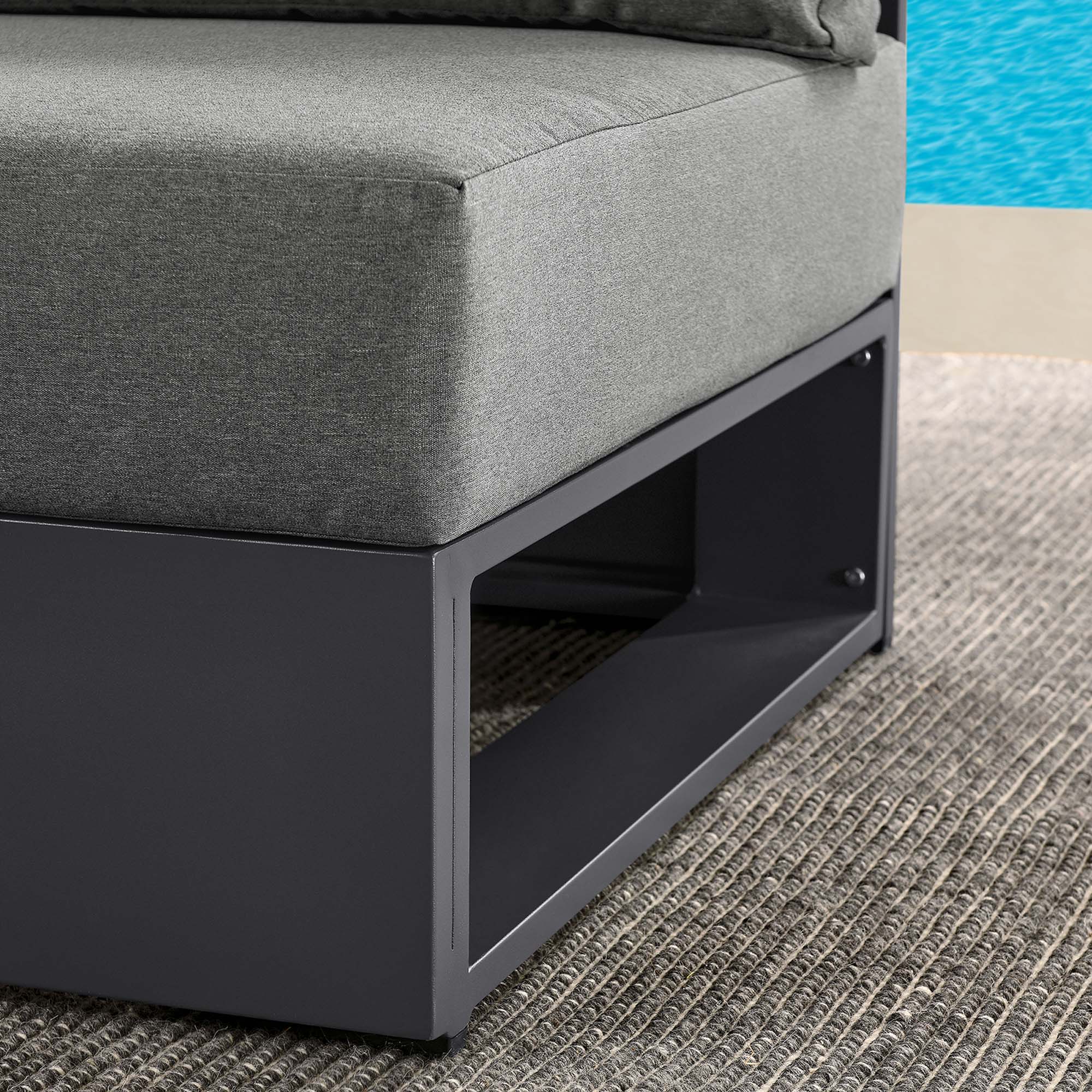 Tahoe Outdoor Patio Powder-Coated Aluminum Modular Armless Chair - Image 3