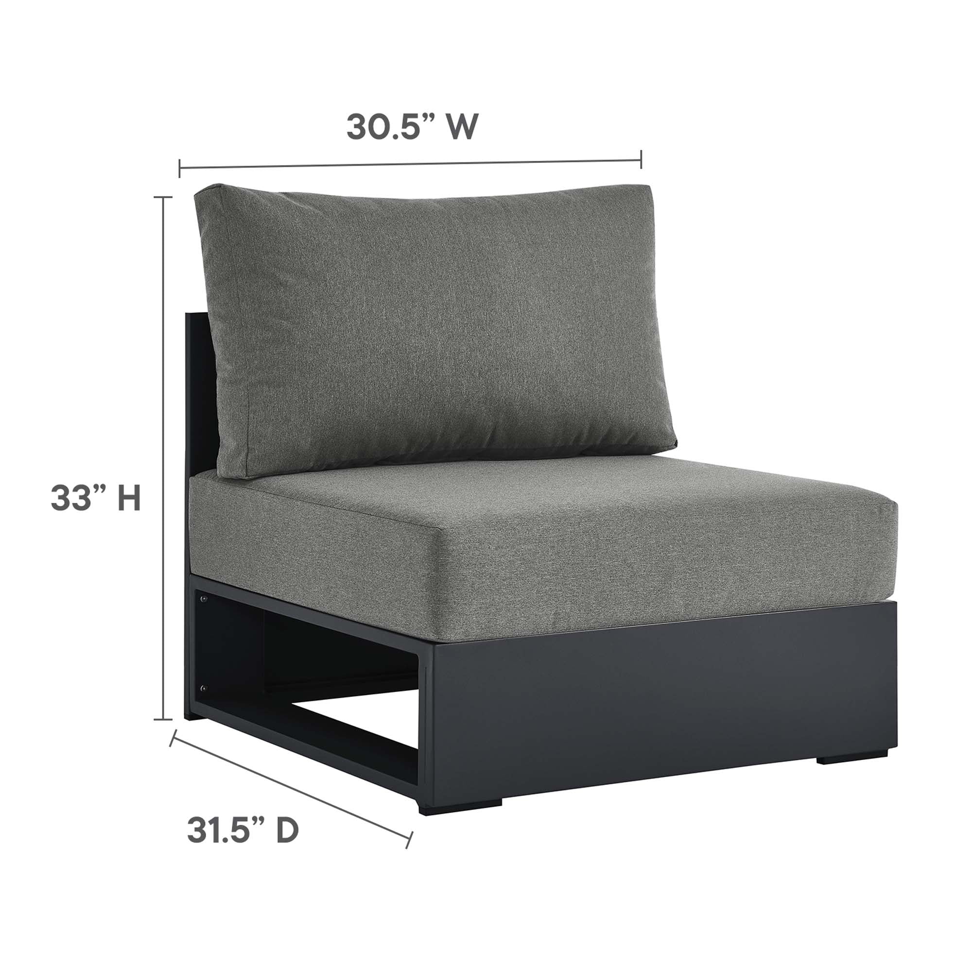 Tahoe Outdoor Patio Powder-Coated Aluminum Modular Armless Chair - Image 9