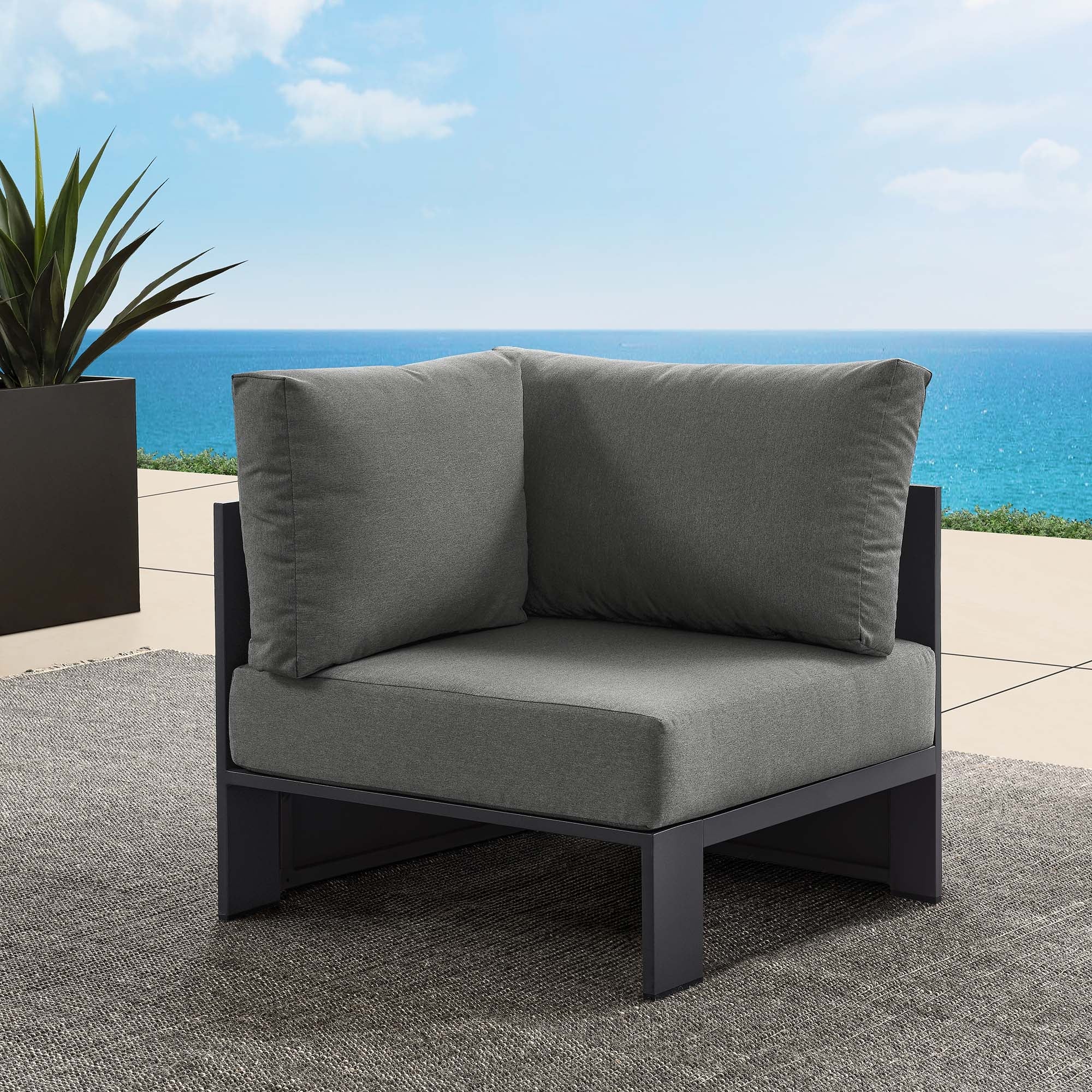 Tahoe Outdoor Patio Powder-Coated Aluminum Modular Corner Chair - Image 2