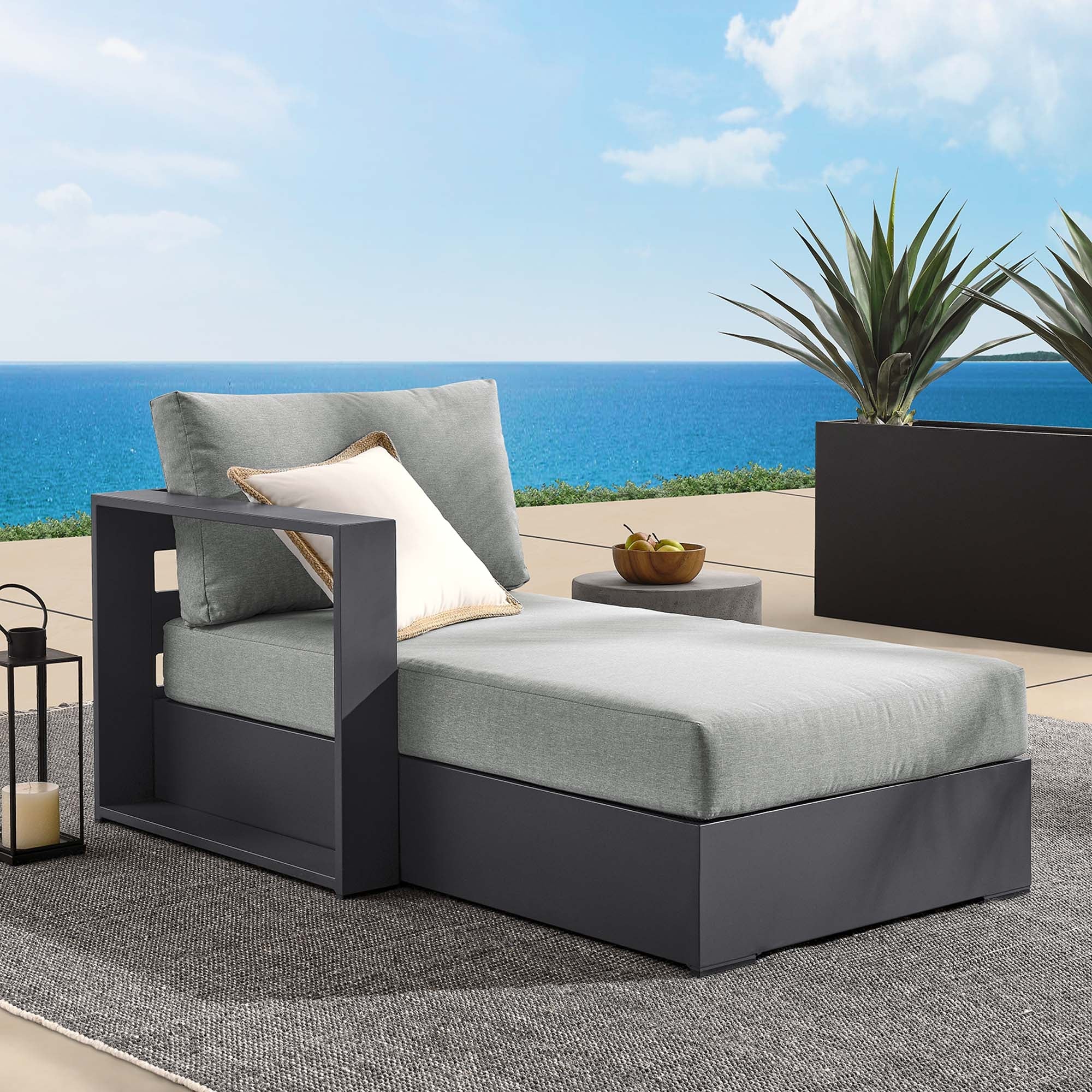 Tahoe Outdoor Patio Powder-Coated Aluminum Modular Left-Facing Chaise Lounge - Image 11