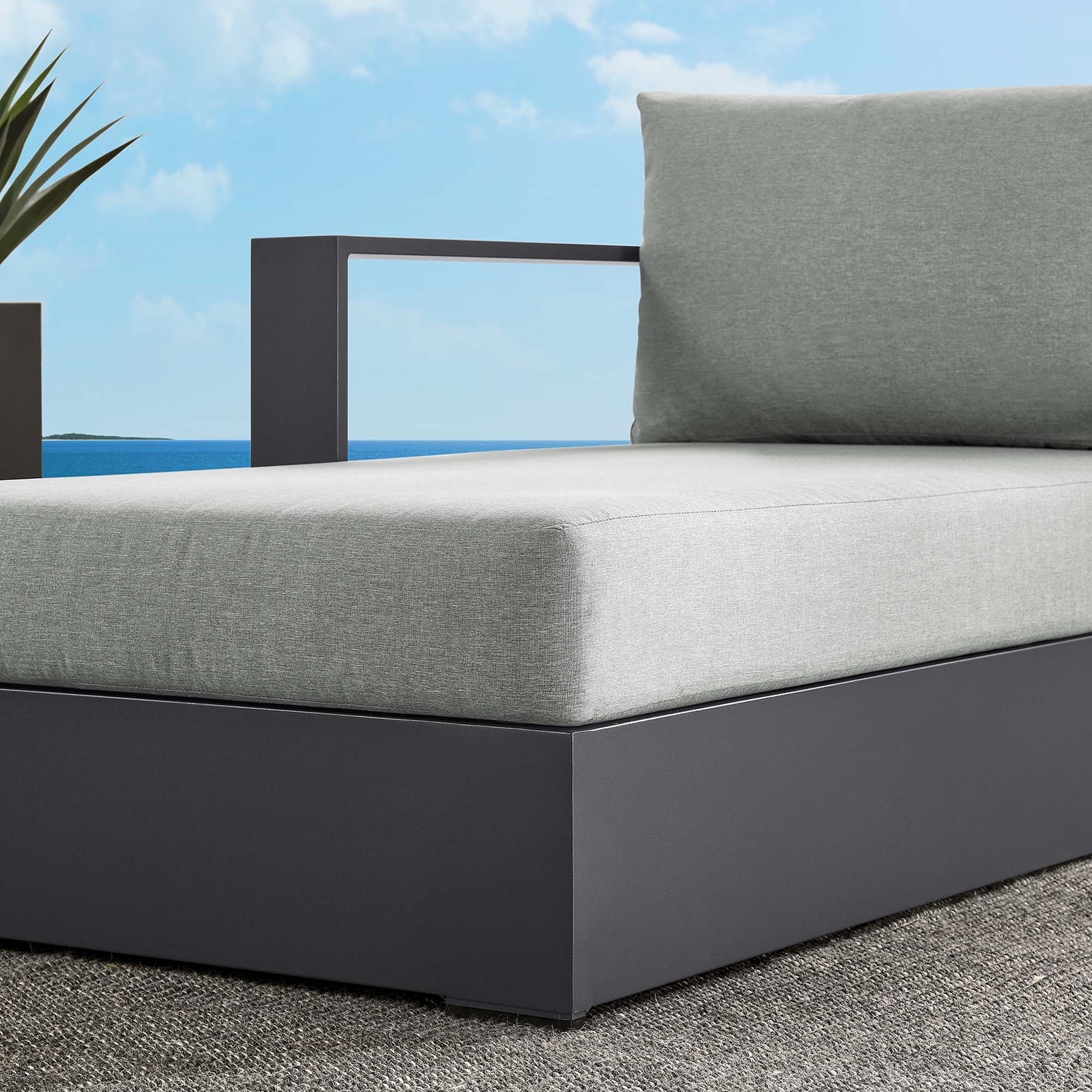 Tahoe Outdoor Patio Powder-Coated Aluminum Modular Left-Facing Chaise Lounge - Image 12