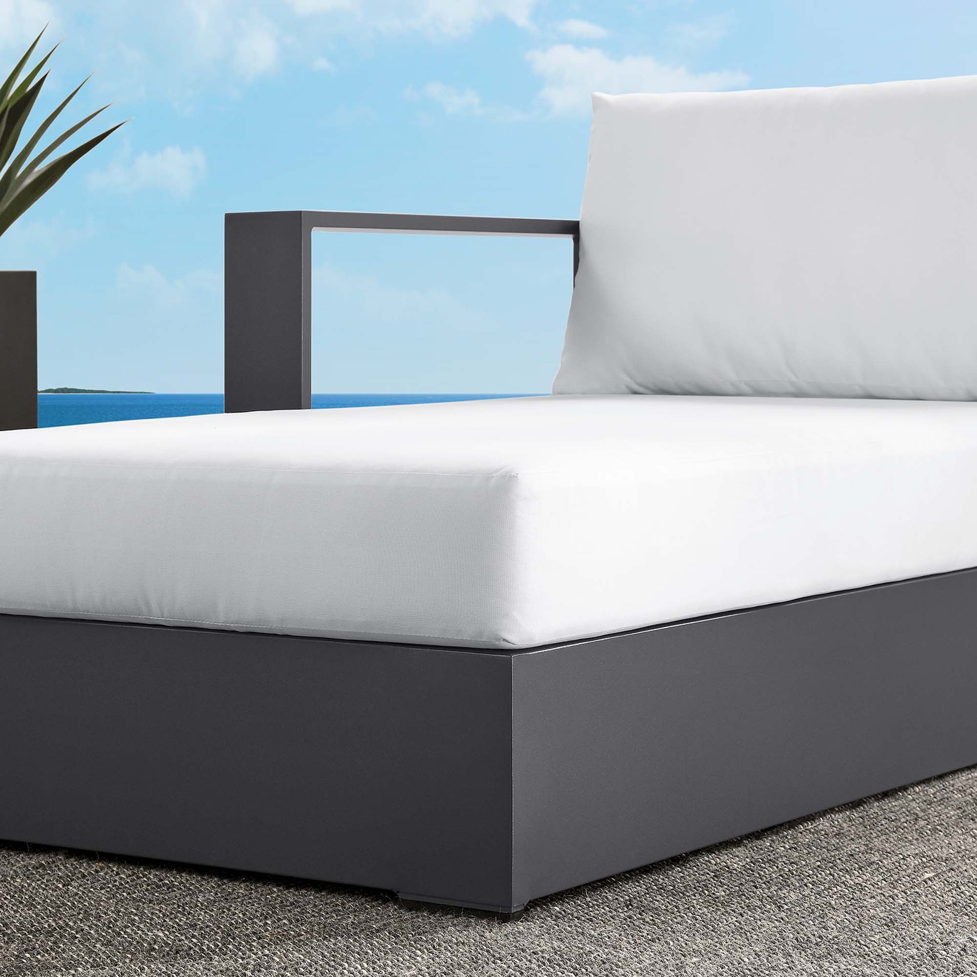 Tahoe Outdoor Patio Powder-Coated Aluminum Modular Left-Facing Chaise Lounge - Image 21