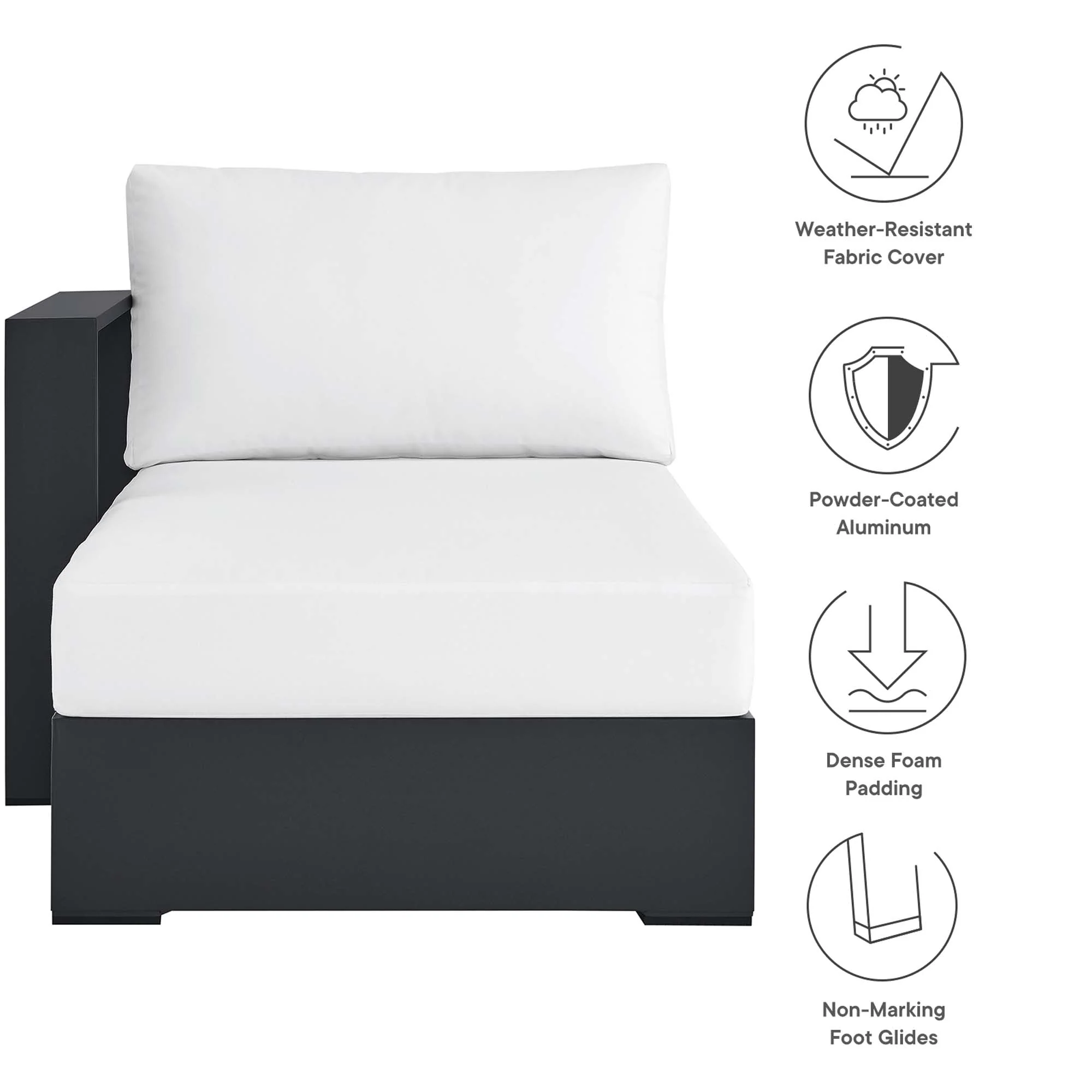 Tahoe Outdoor Patio Powder-Coated Aluminum Modular Left-Facing Chaise Lounge - Image 26