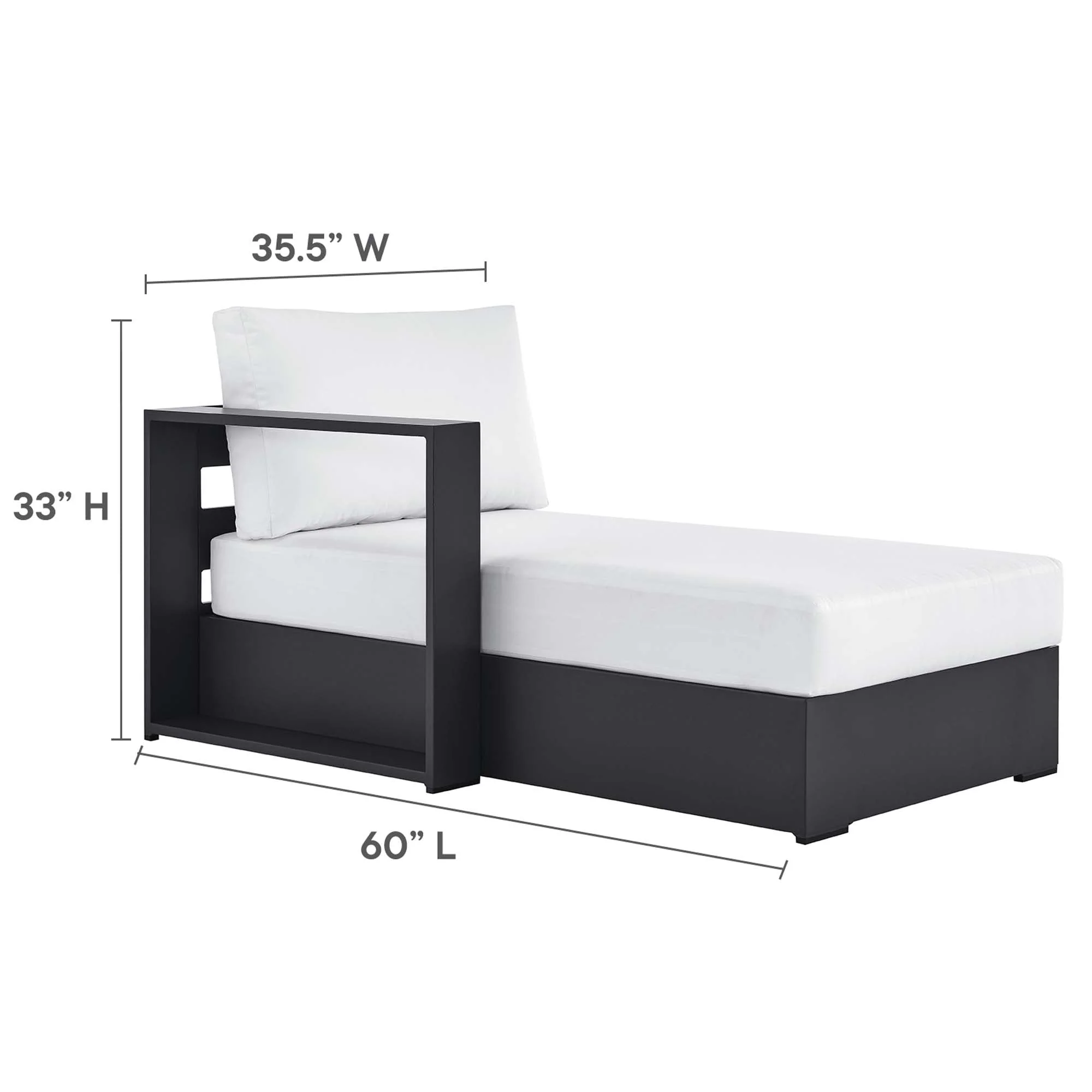 Tahoe Outdoor Patio Powder-Coated Aluminum Modular Left-Facing Chaise Lounge - Image 27