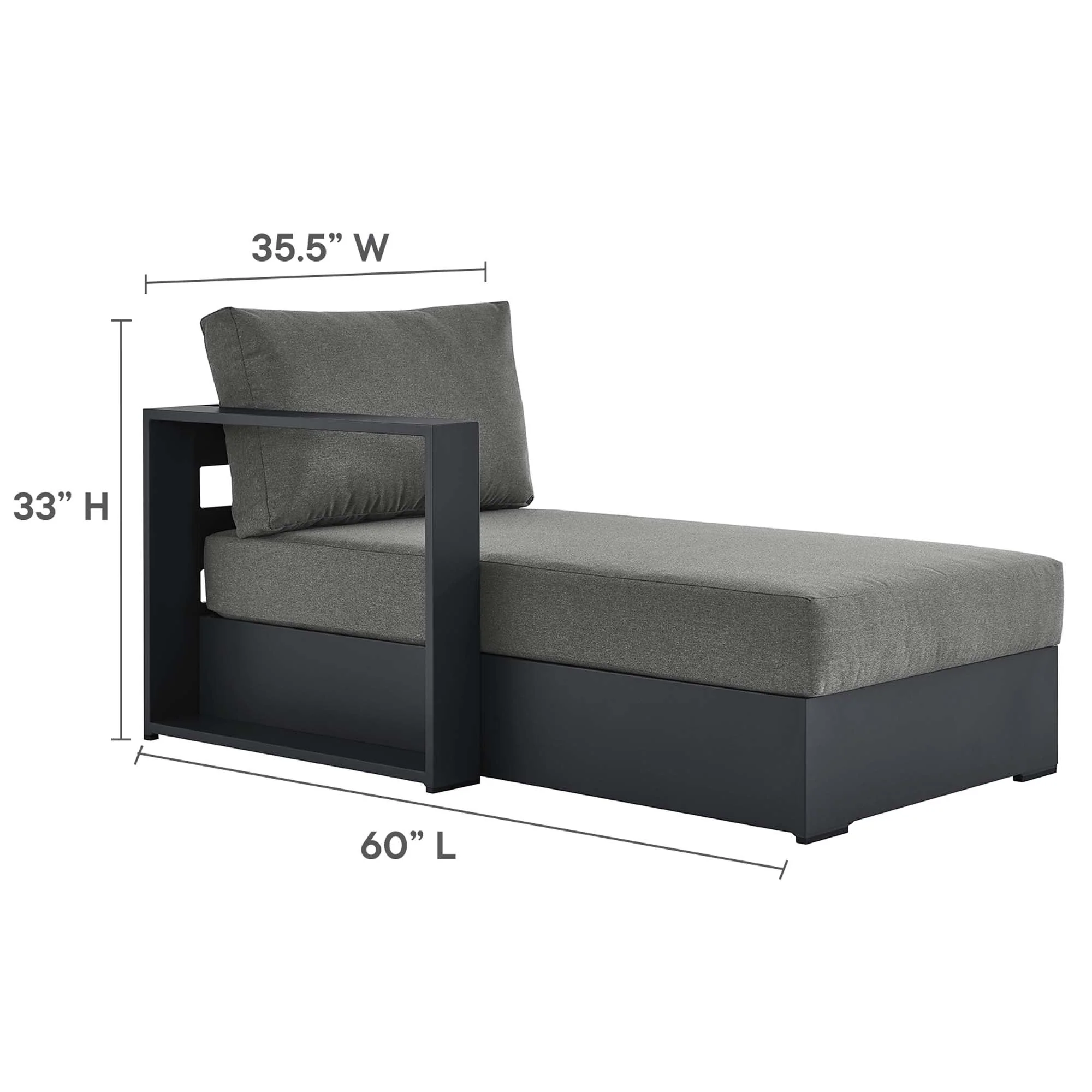Tahoe Outdoor Patio Powder-Coated Aluminum Modular Left-Facing Chaise Lounge - Image 9