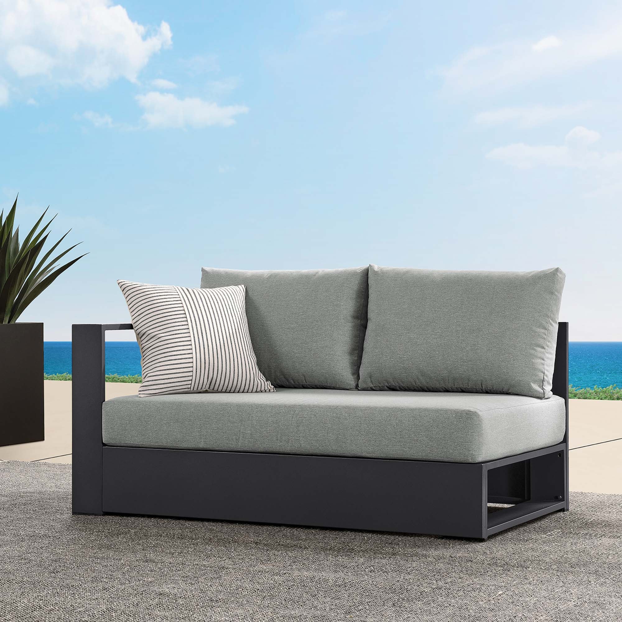 Tahoe Outdoor Patio Powder-Coated Aluminum Modular Left-Facing Loveseat - Image 11
