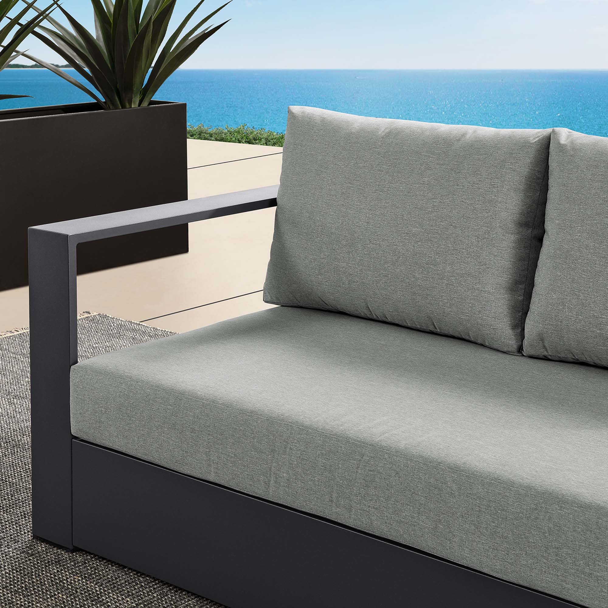Tahoe Outdoor Patio Powder-Coated Aluminum Modular Left-Facing Loveseat - Image 12