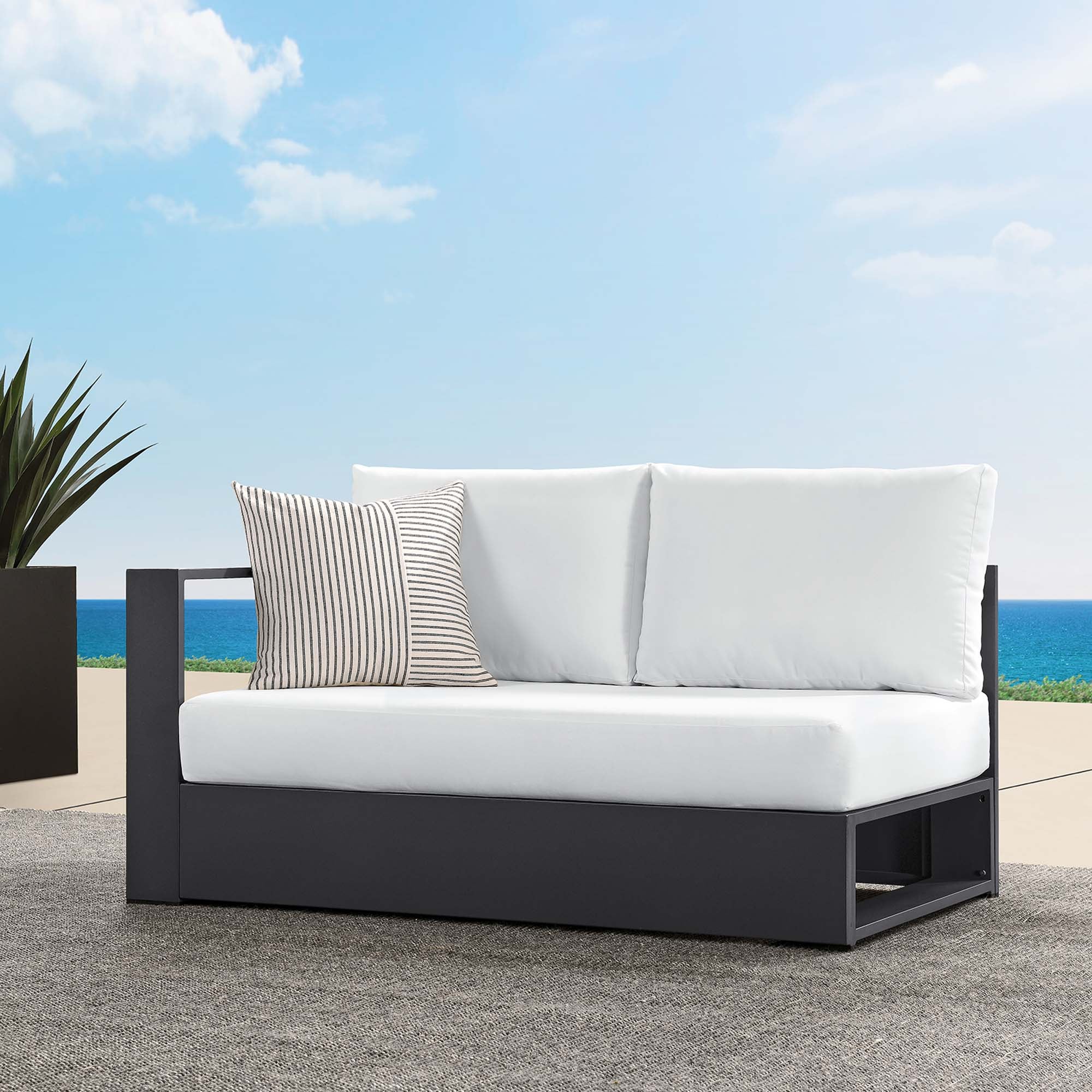 Tahoe Outdoor Patio Powder-Coated Aluminum Modular Left-Facing Loveseat - Image 20