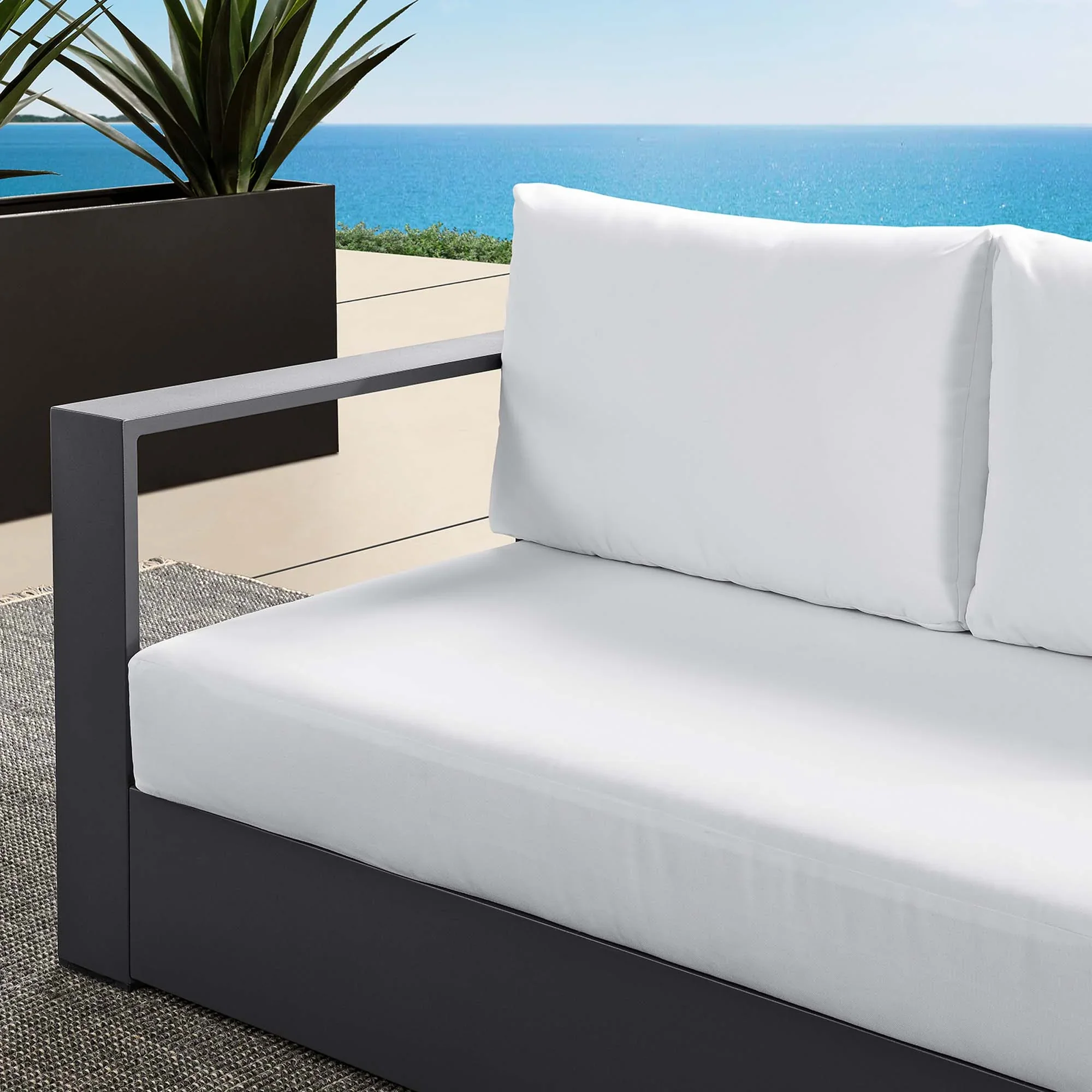 Tahoe Outdoor Patio Powder-Coated Aluminum Modular Left-Facing Loveseat - Image 21