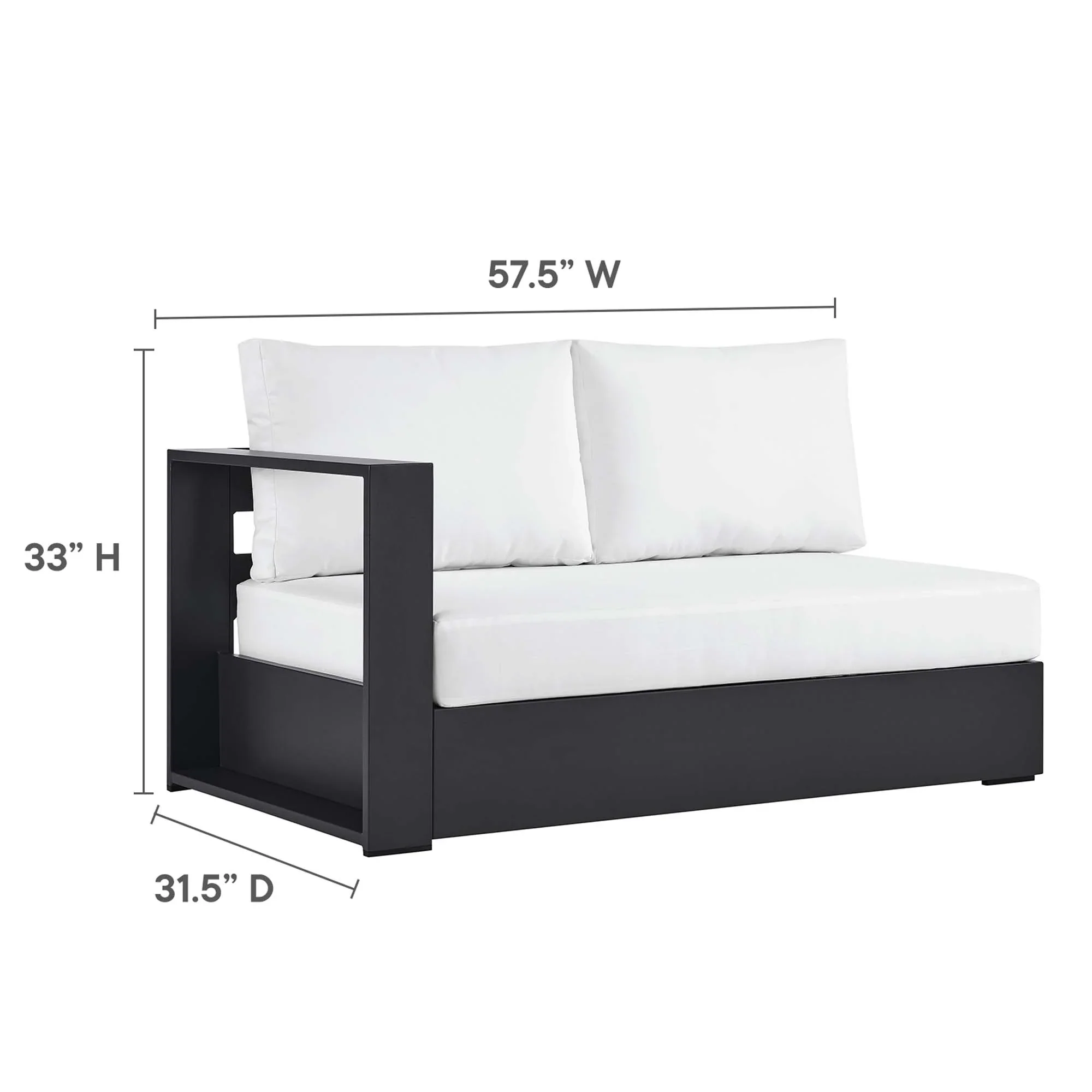 Tahoe Outdoor Patio Powder-Coated Aluminum Modular Left-Facing Loveseat - Image 27