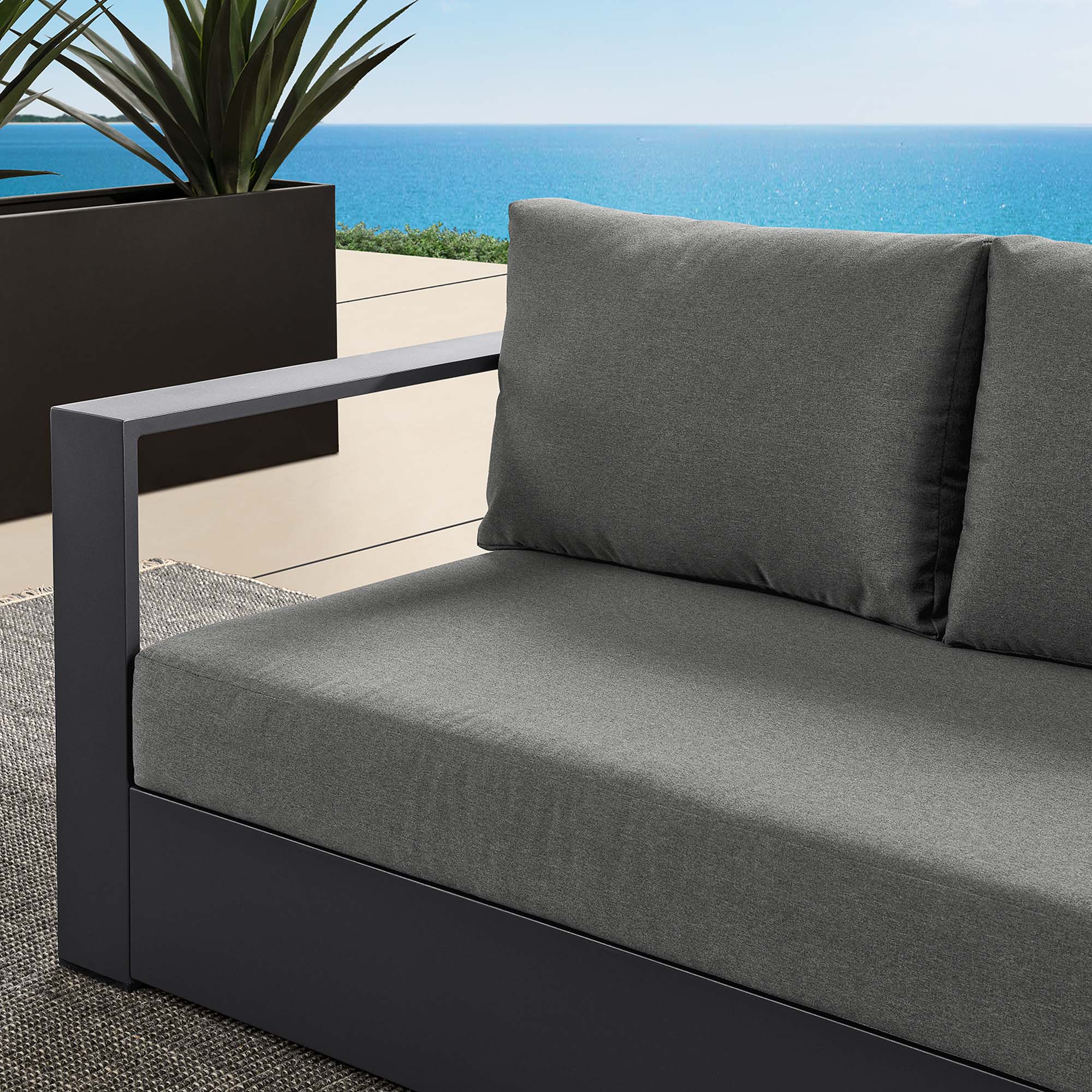 Tahoe Outdoor Patio Powder-Coated Aluminum Modular Left-Facing Loveseat - Image 3