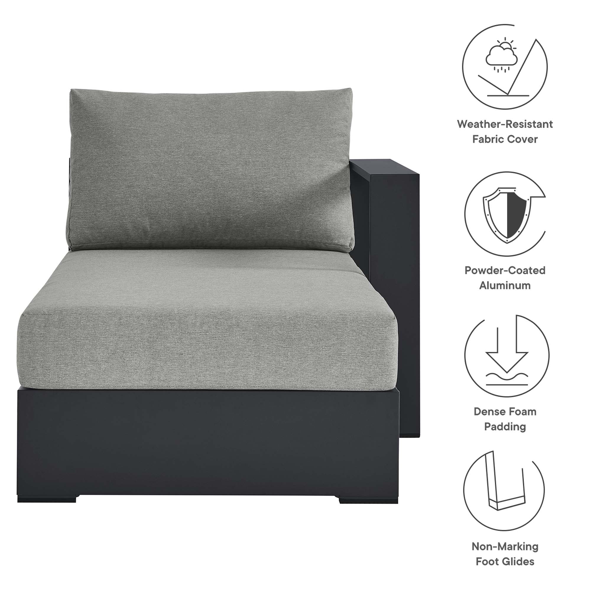 Tahoe Outdoor Patio Powder-Coated Aluminum Modular Right-Facing Chaise Lounge - Image 17