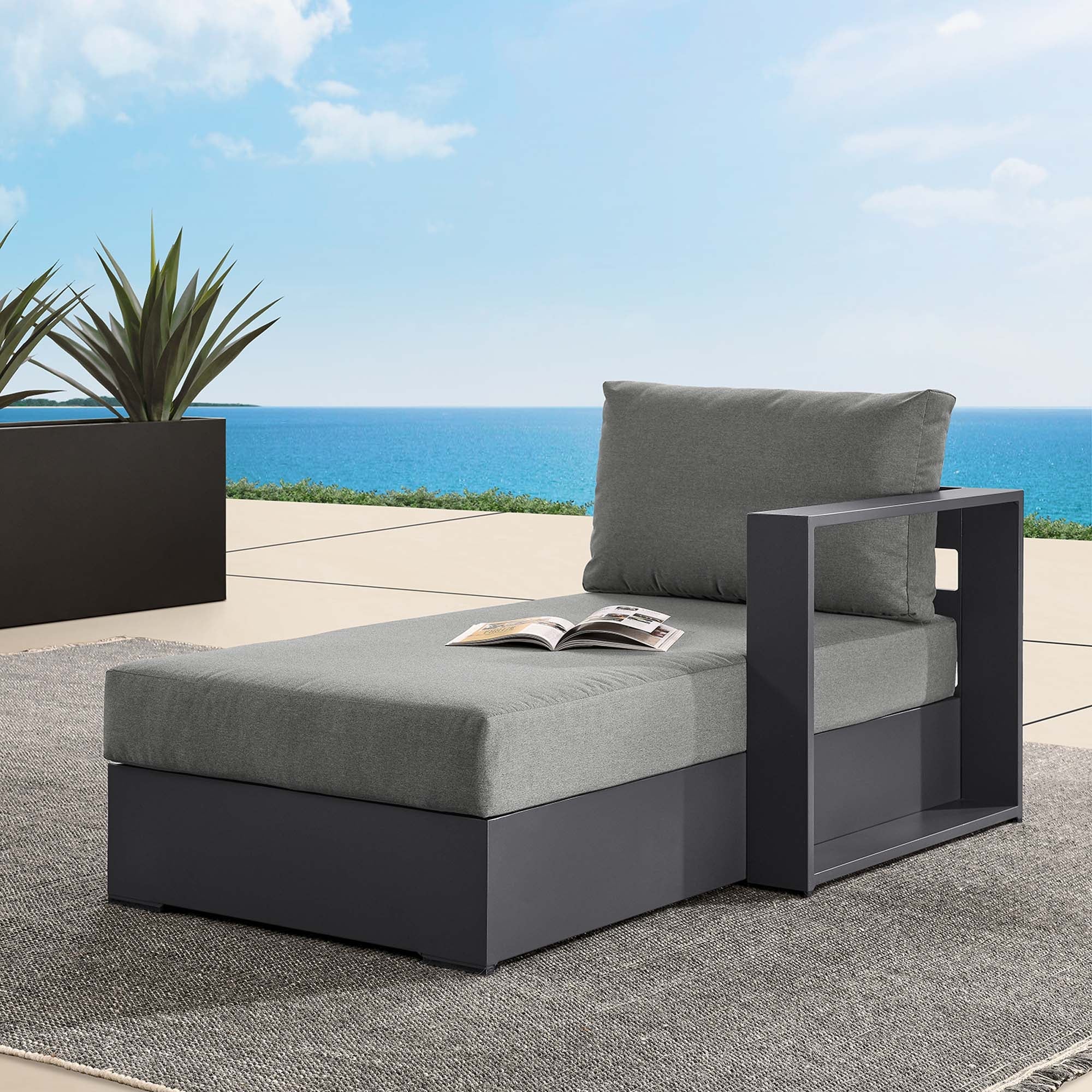 Tahoe Outdoor Patio Powder-Coated Aluminum Modular Right-Facing Chaise Lounge - Image 2