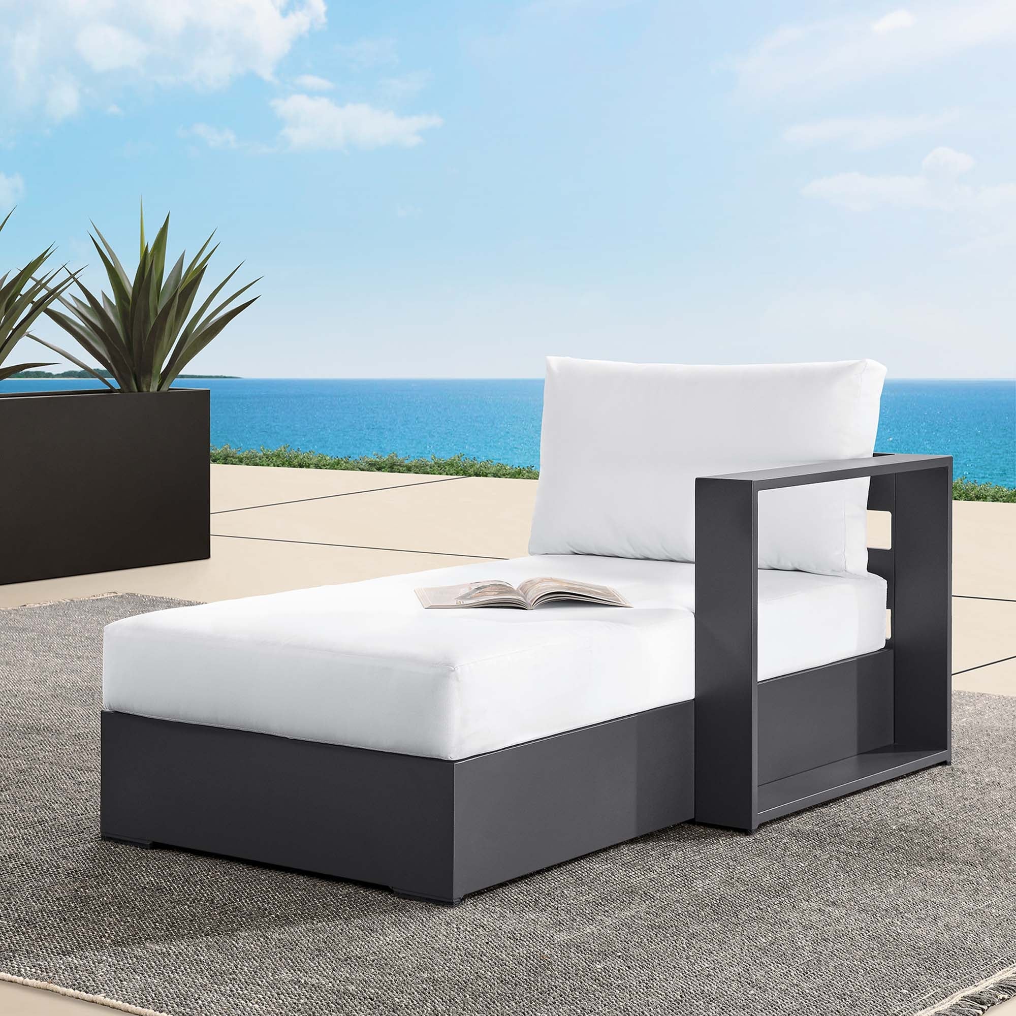 Tahoe Outdoor Patio Powder-Coated Aluminum Modular Right-Facing Chaise Lounge - Image 20