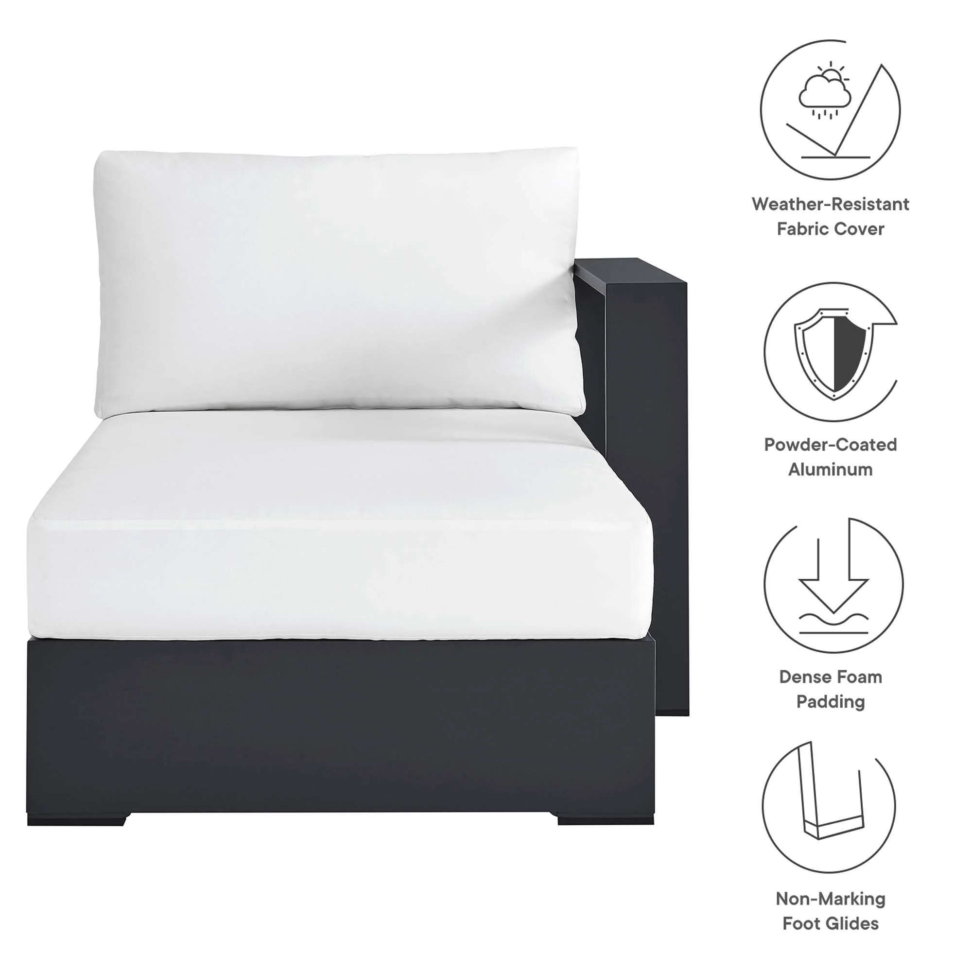 Tahoe Outdoor Patio Powder-Coated Aluminum Modular Right-Facing Chaise Lounge - Image 26