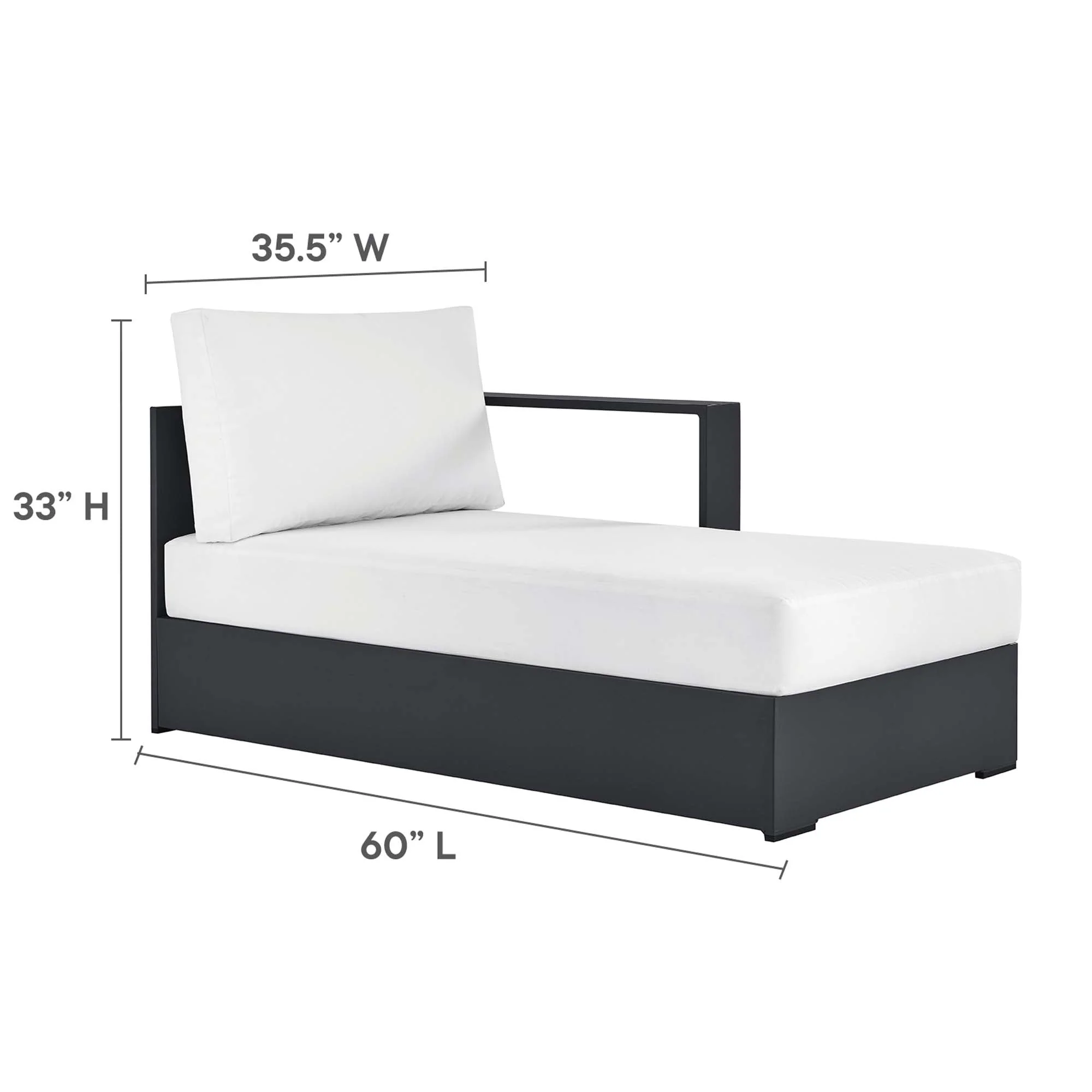 Tahoe Outdoor Patio Powder-Coated Aluminum Modular Right-Facing Chaise Lounge - Image 27