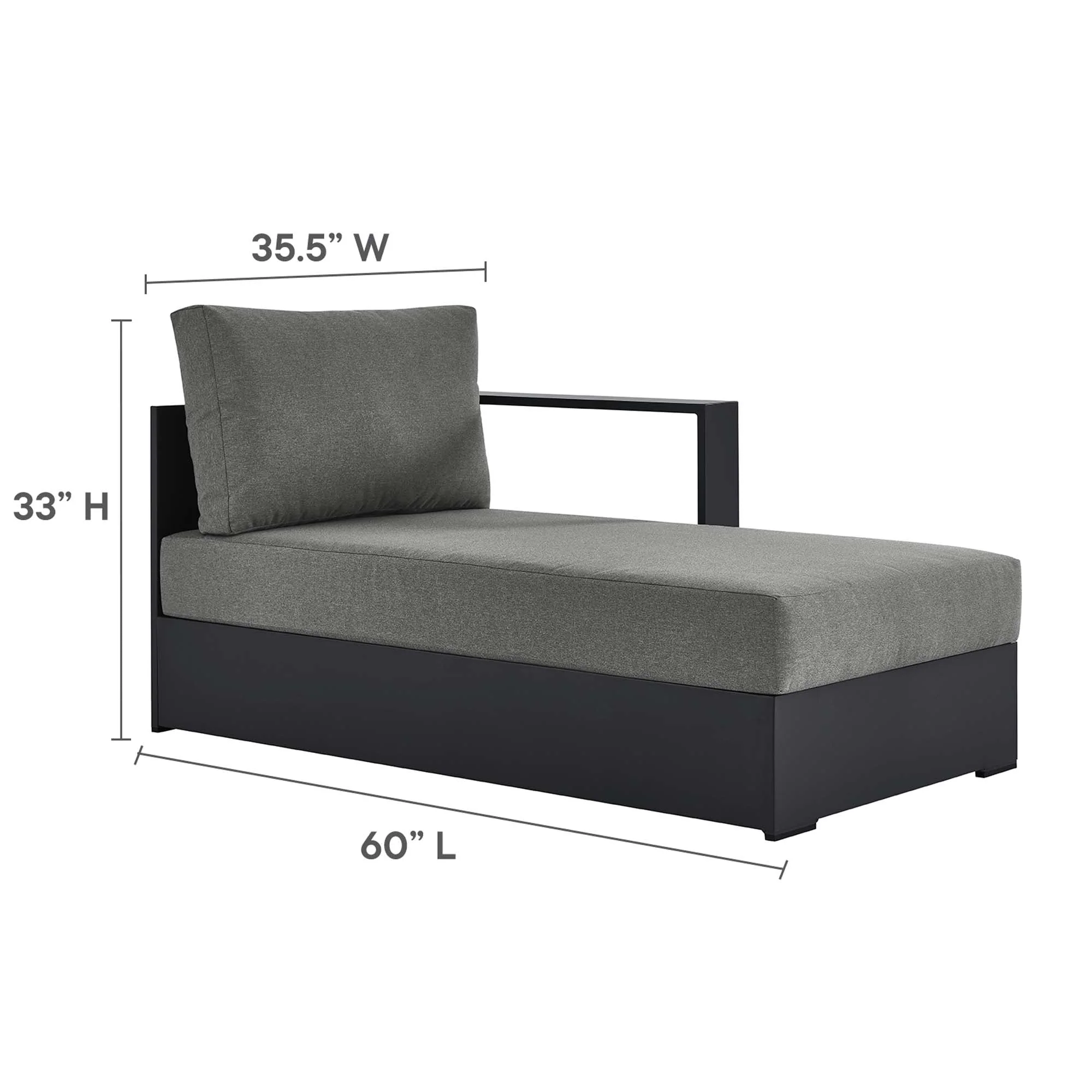 Tahoe Outdoor Patio Powder-Coated Aluminum Modular Right-Facing Chaise Lounge - Image 9
