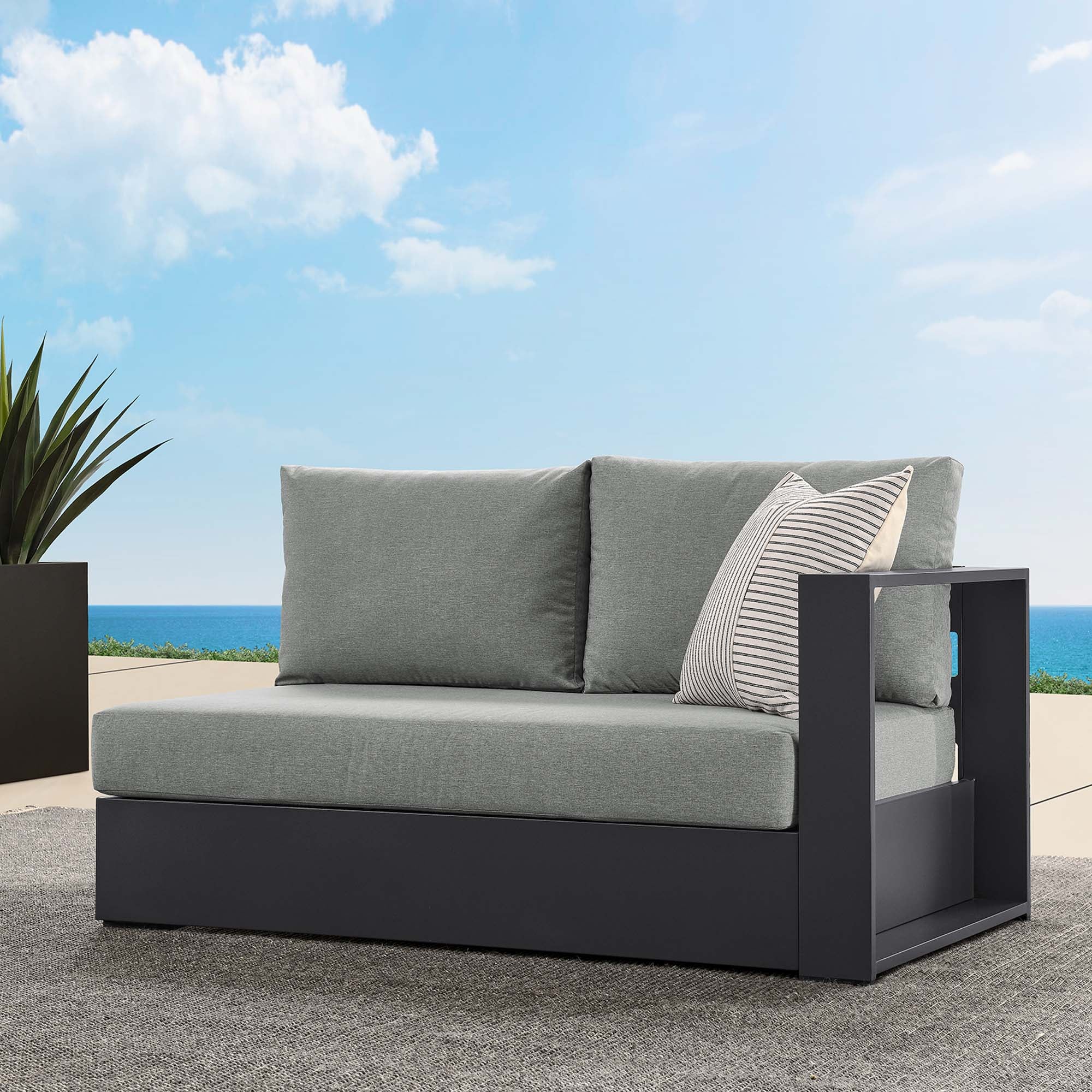 Tahoe Outdoor Patio Powder-Coated Aluminum Modular Right-Facing Loveseat - Image 11