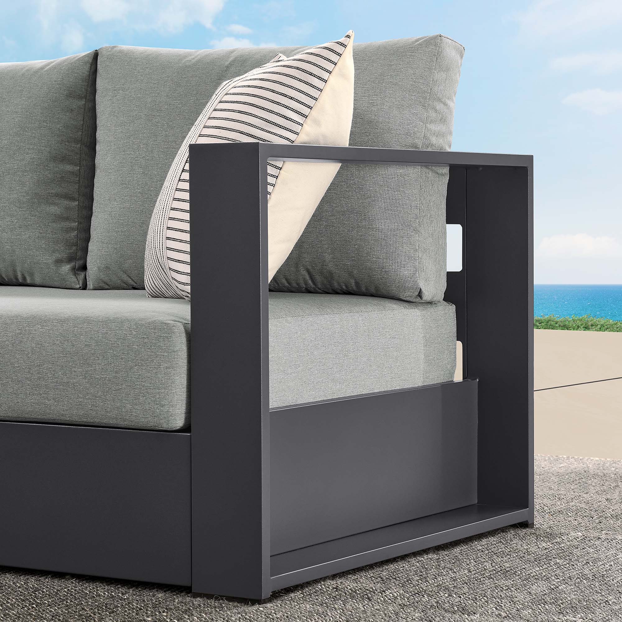 Tahoe Outdoor Patio Powder-Coated Aluminum Modular Right-Facing Loveseat - Image 12