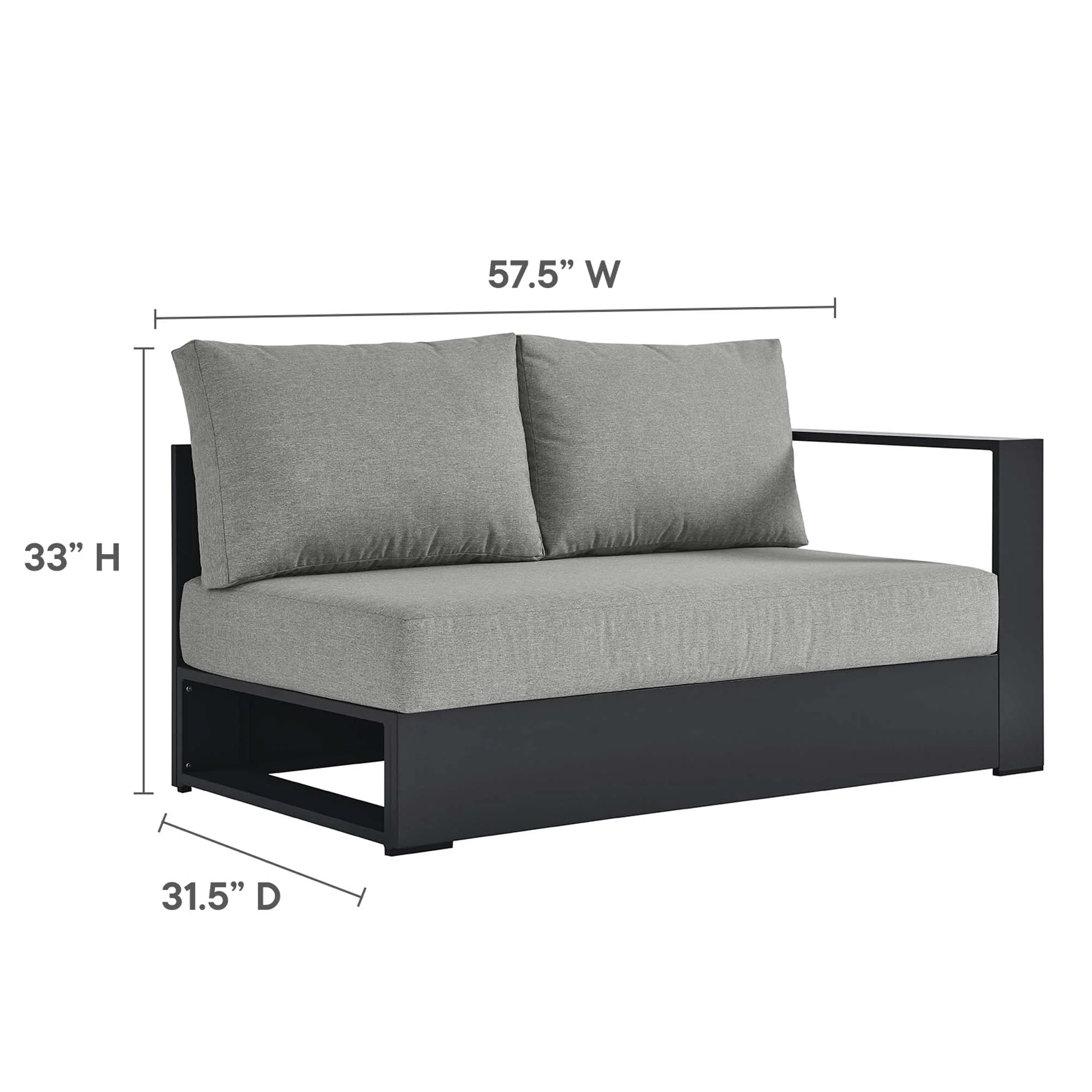 Tahoe Outdoor Patio Powder-Coated Aluminum Modular Right-Facing Loveseat - Image 15