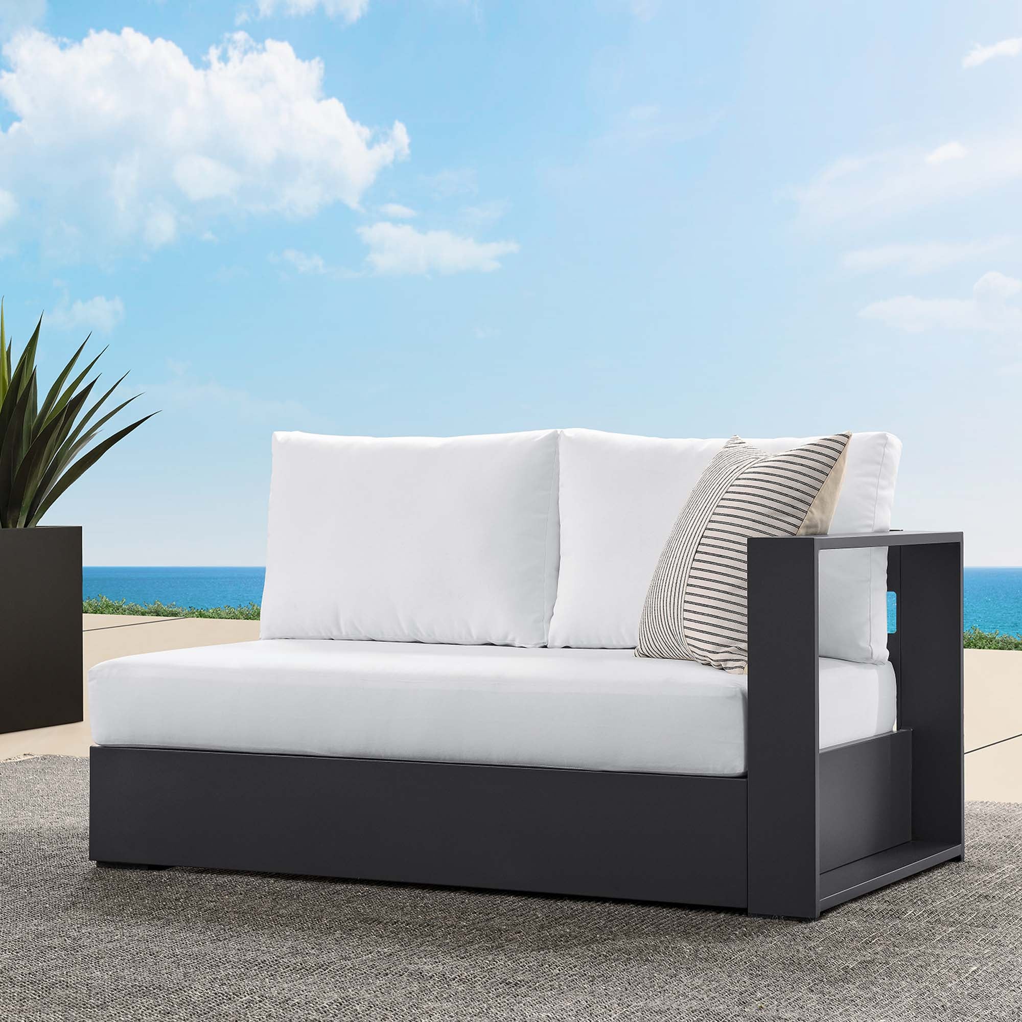 Tahoe Outdoor Patio Powder-Coated Aluminum Modular Right-Facing Loveseat - Image 17