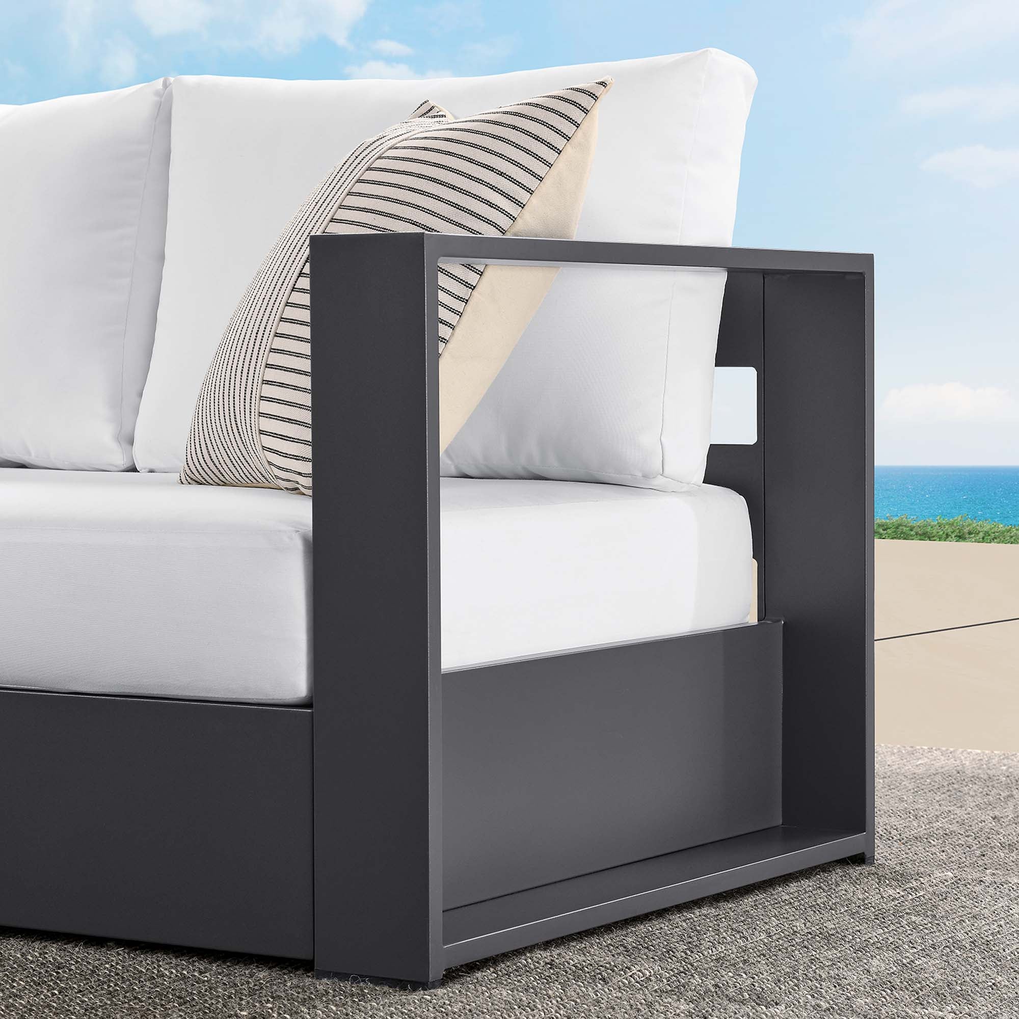 Tahoe Outdoor Patio Powder-Coated Aluminum Modular Right-Facing Loveseat - Image 18