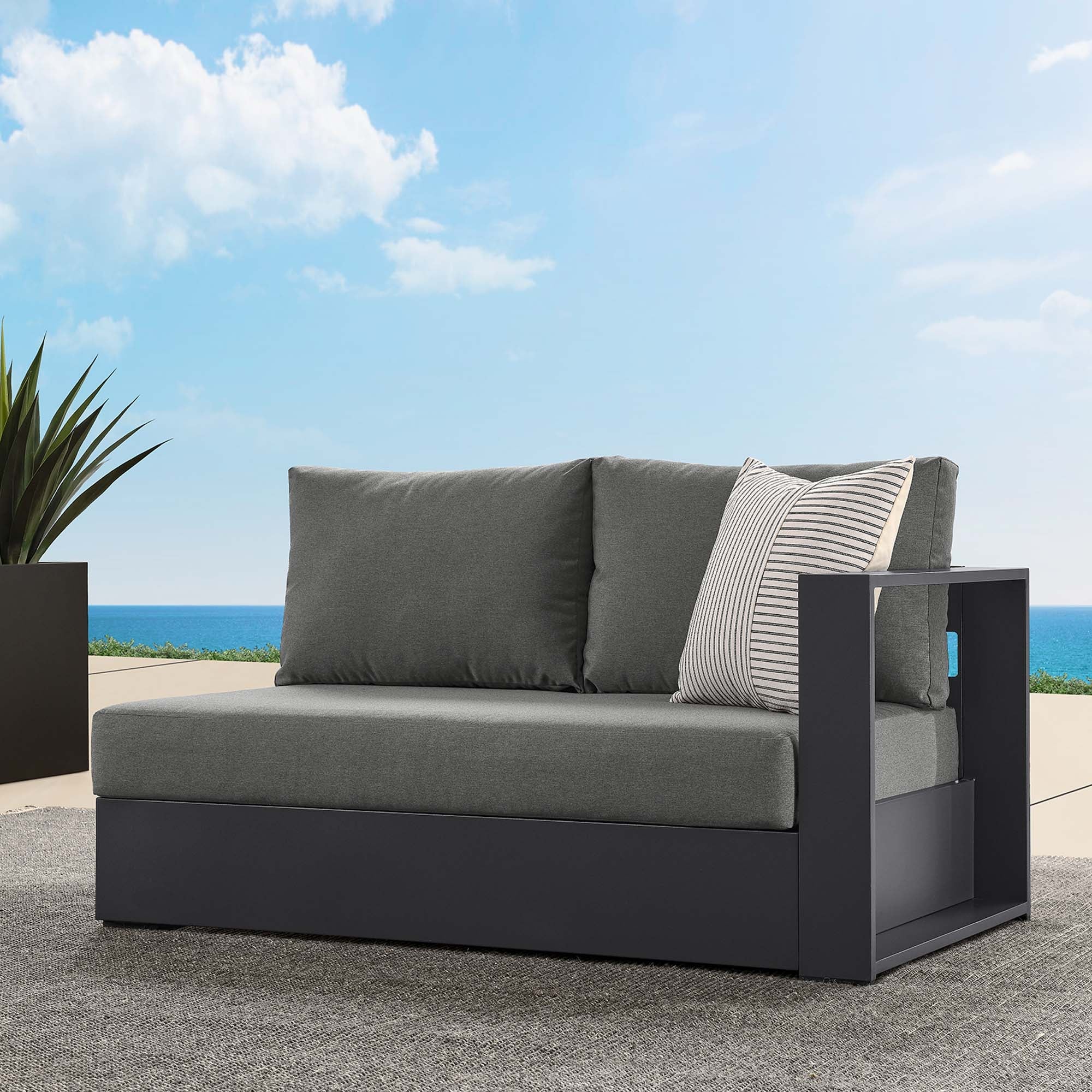 Tahoe Outdoor Patio Powder-Coated Aluminum Modular Right-Facing Loveseat - Image 2