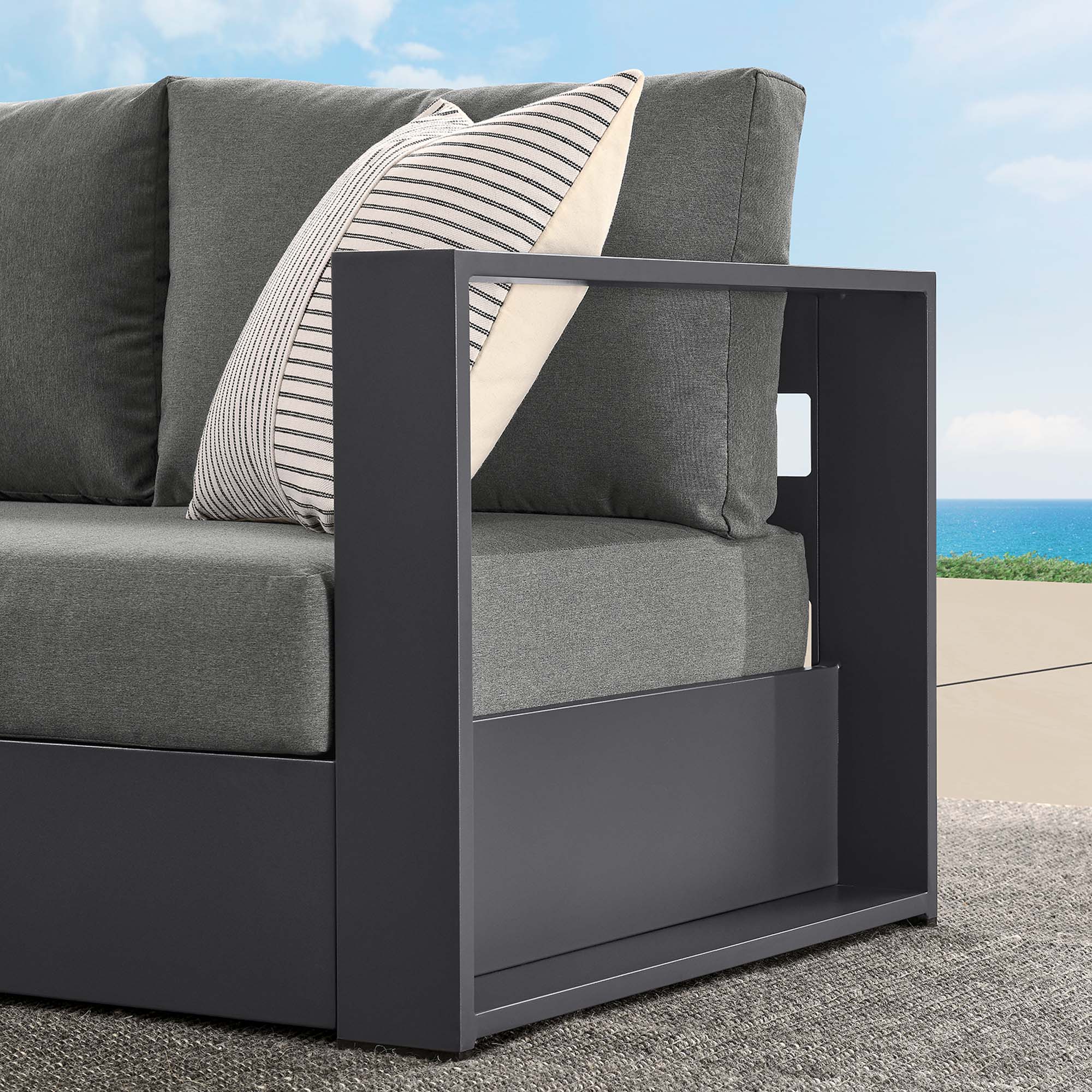 Tahoe Outdoor Patio Powder-Coated Aluminum Modular Right-Facing Loveseat - Image 3