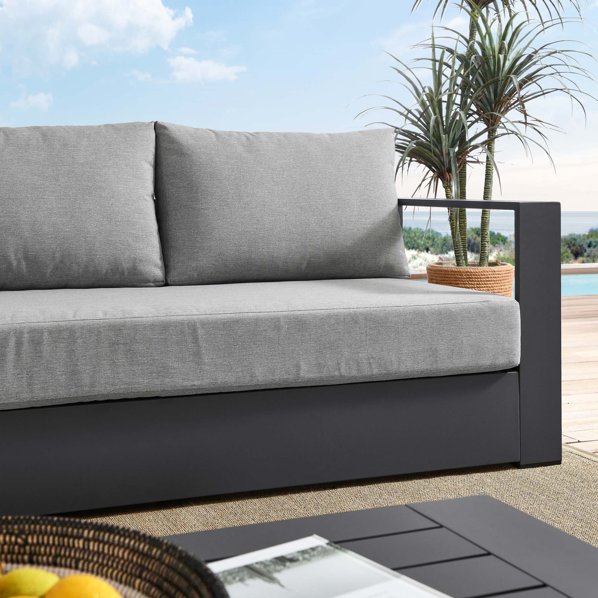 Tahoe Outdoor Patio Powder-Coated Aluminum Sofa - Image 11