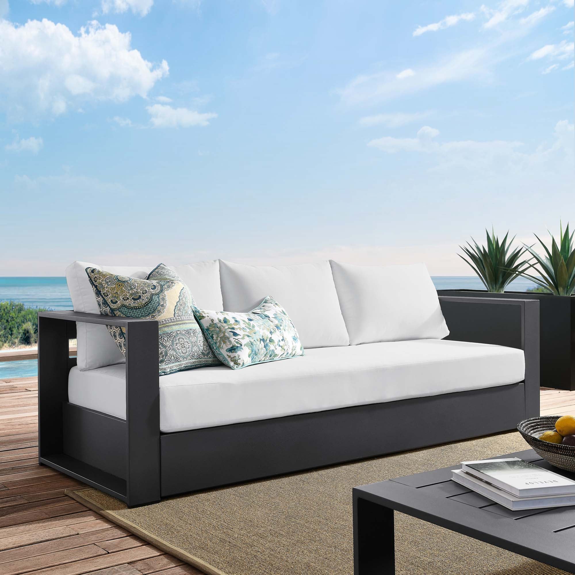 Tahoe Outdoor Patio Powder-Coated Aluminum Sofa - Image 18