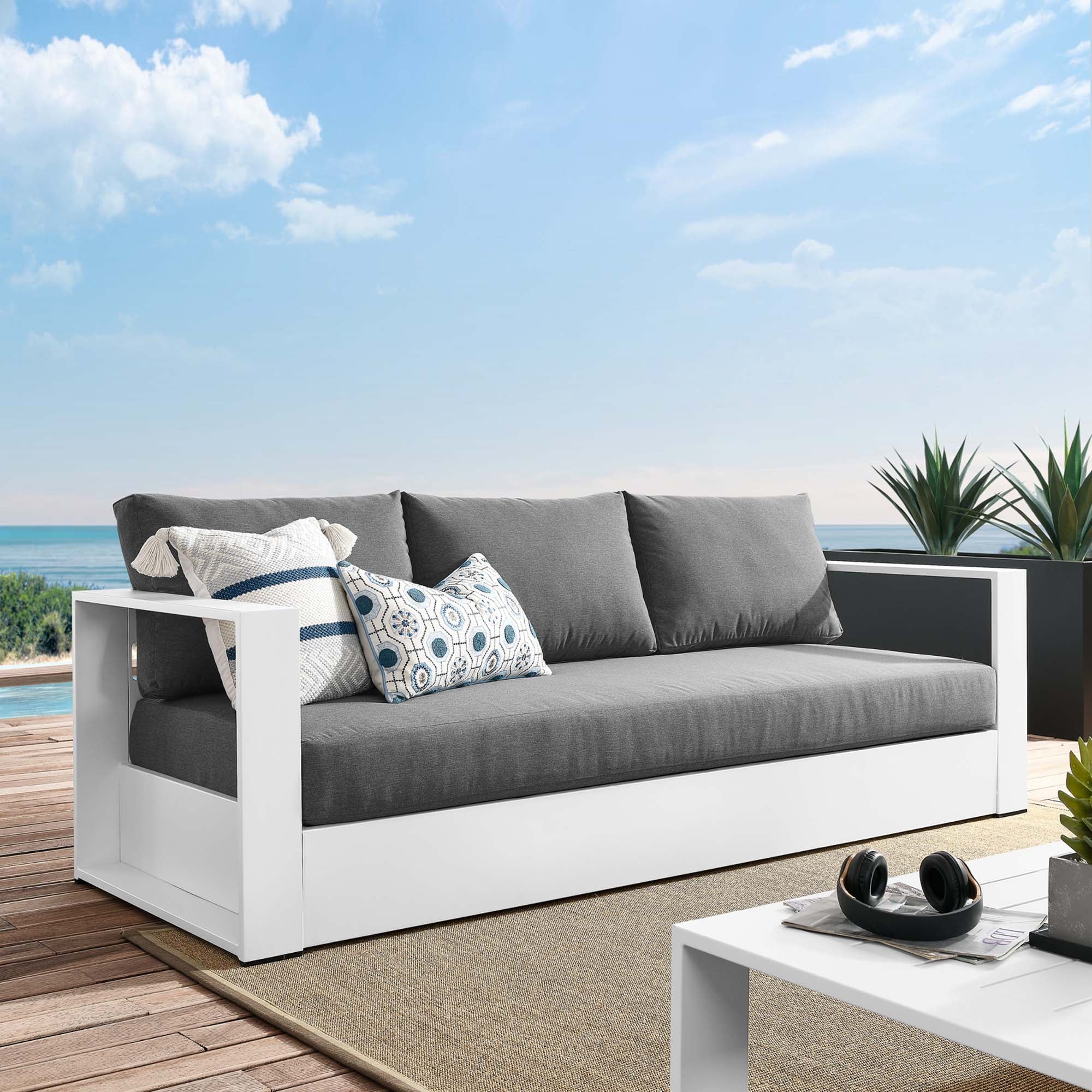 Tahoe Outdoor Patio Powder-Coated Aluminum Sofa - Image 26
