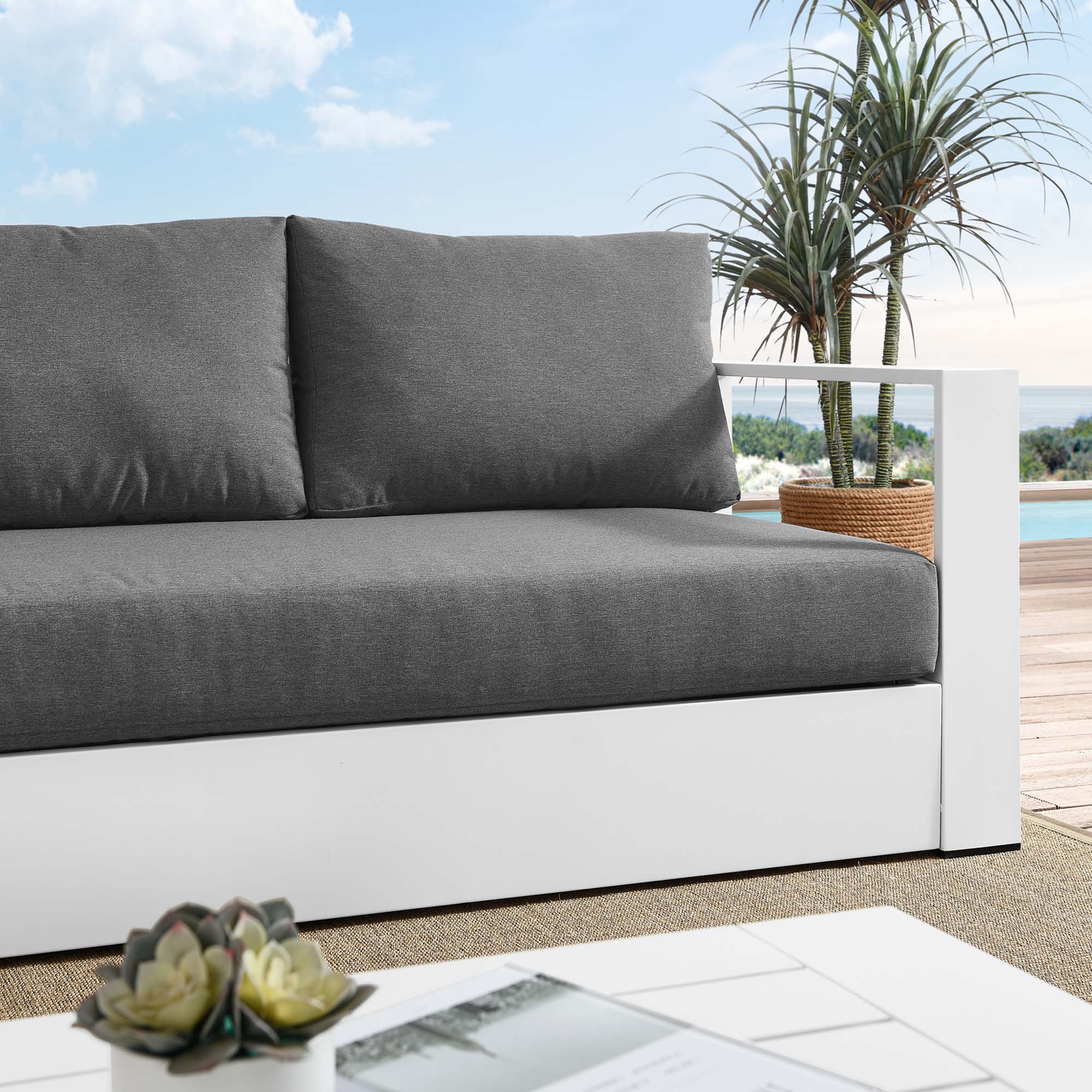 Tahoe Outdoor Patio Powder-Coated Aluminum Sofa - Image 27