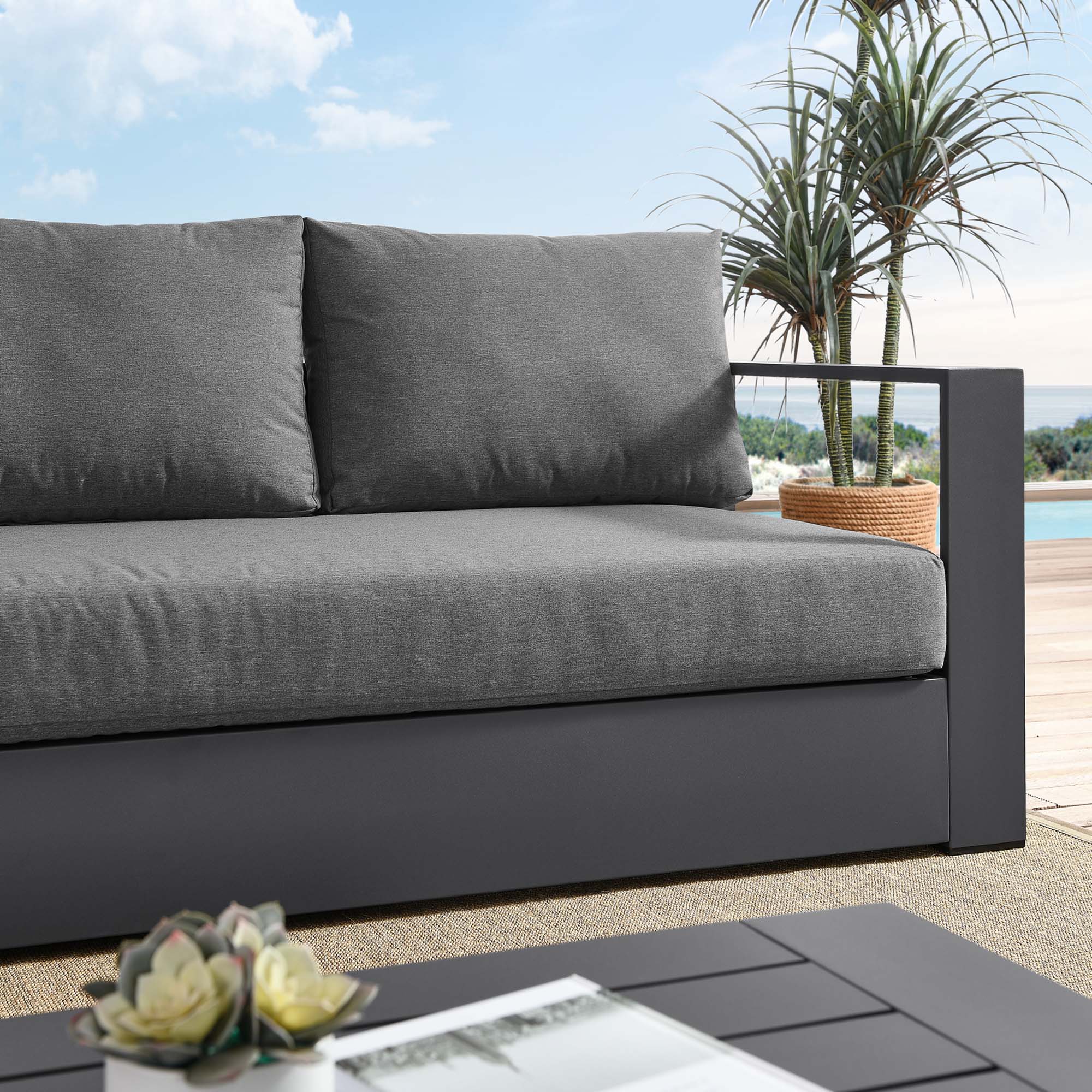 Tahoe Outdoor Patio Powder-Coated Aluminum Sofa - Image 3