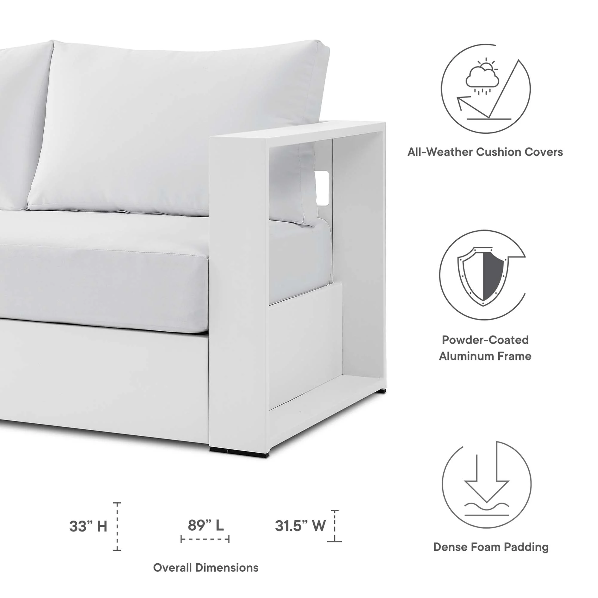 Tahoe Outdoor Patio Powder-Coated Aluminum Sofa - Image 48
