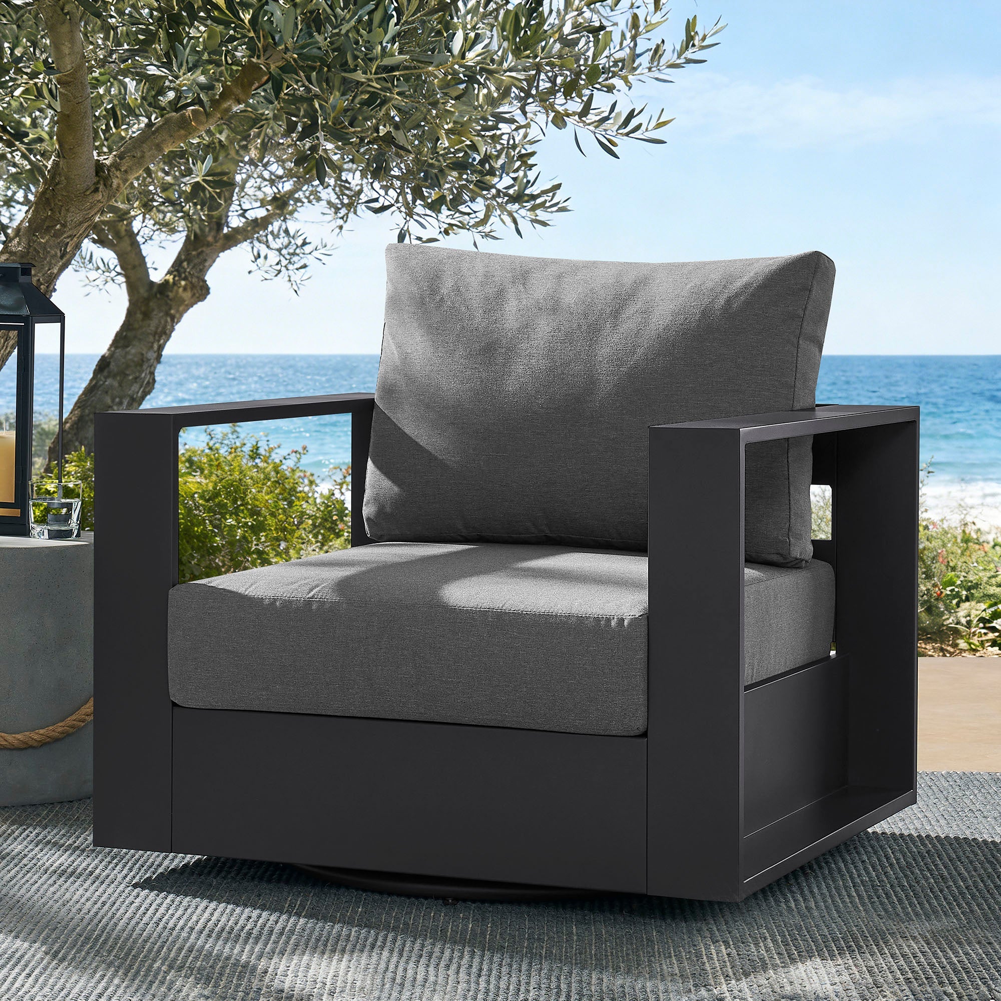 Tahoe Outdoor Powder-Coated Aluminum Swivel Armchair - Image 11