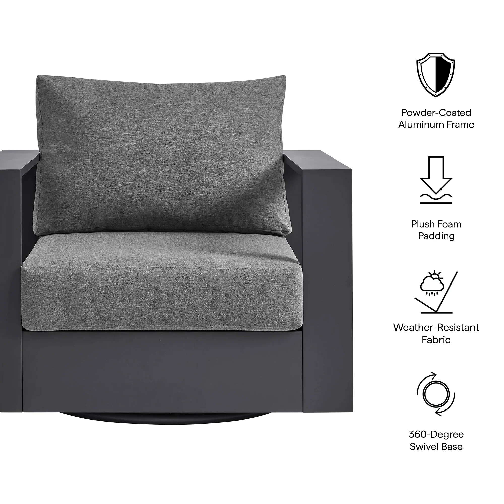 Tahoe Outdoor Powder-Coated Aluminum Swivel Armchair - Image 17